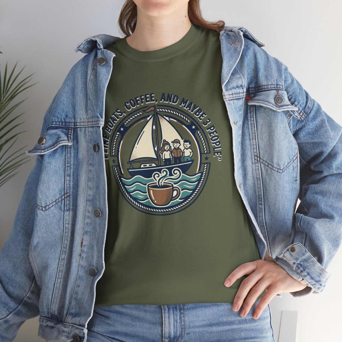 Sailboats & Coffee T‑Shirt — "I Like Boats, Coffee, and Maybe 3 People" Graphic Tee Printify