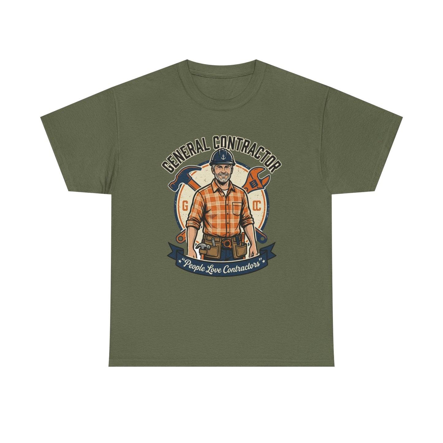 General Contractor T-Shirt — Vintage Construction Worker Logo Tee Printify