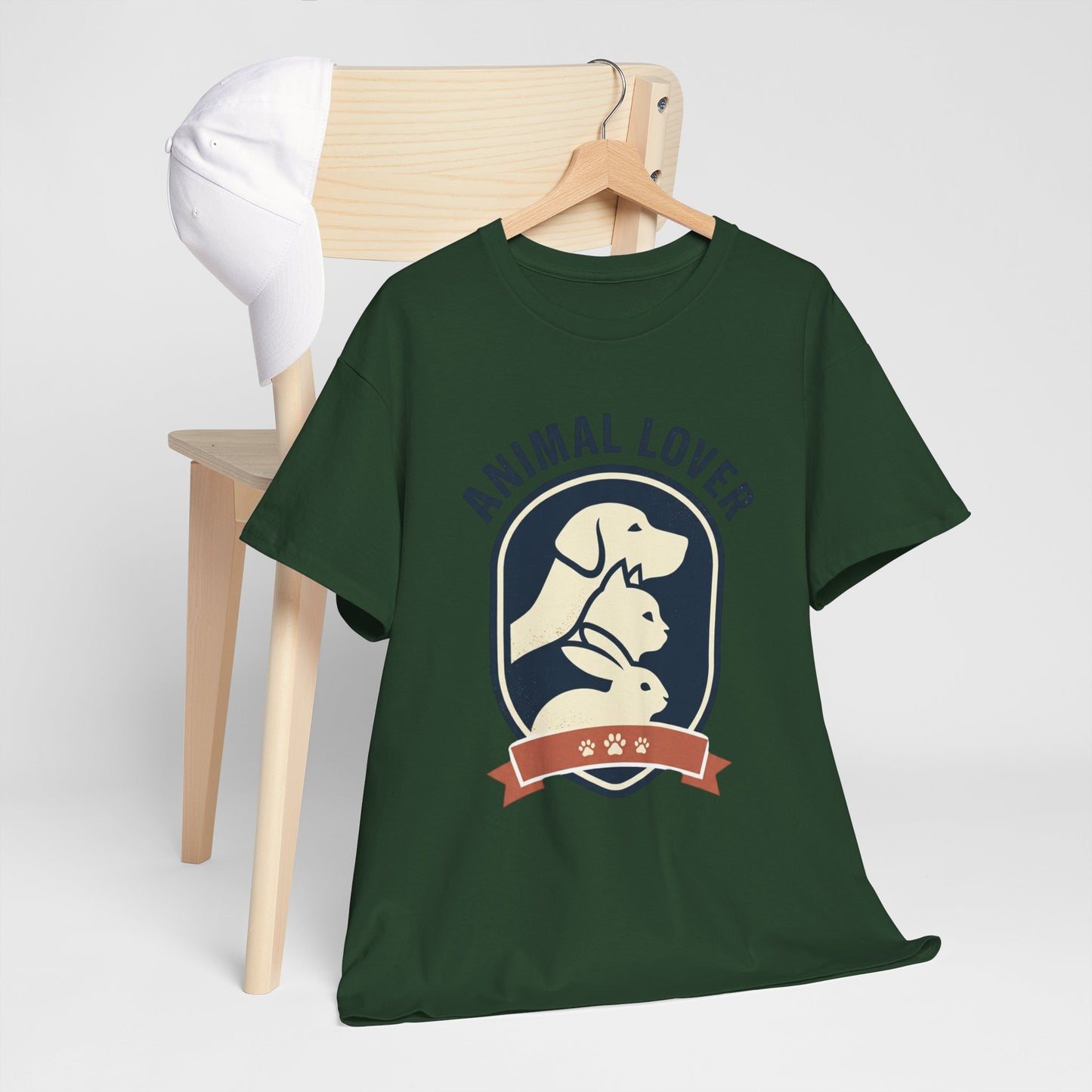Animal Lover T-Shirt — Retro Pet Badge Tee (Dogs & Cats)