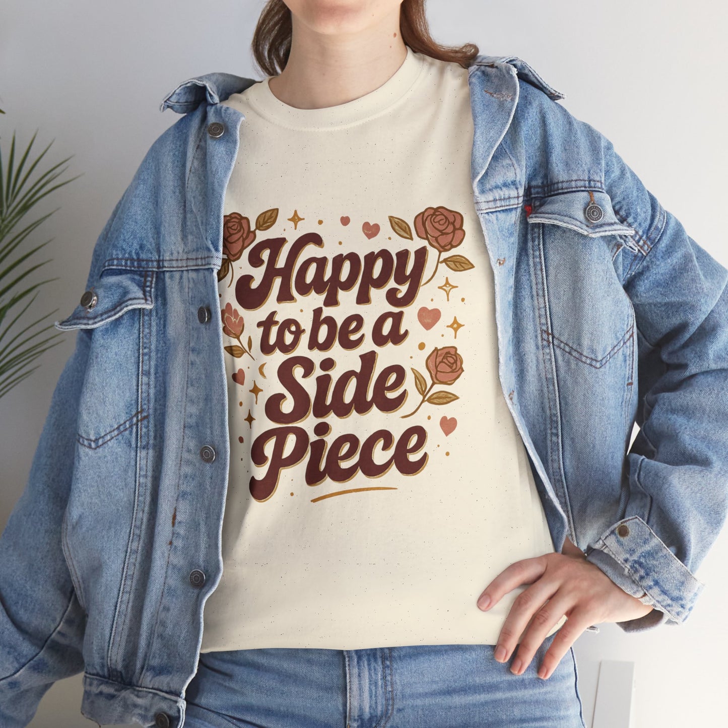 Happy to Be a Side Piece Tee — Retro Floral Statement T-Shirt