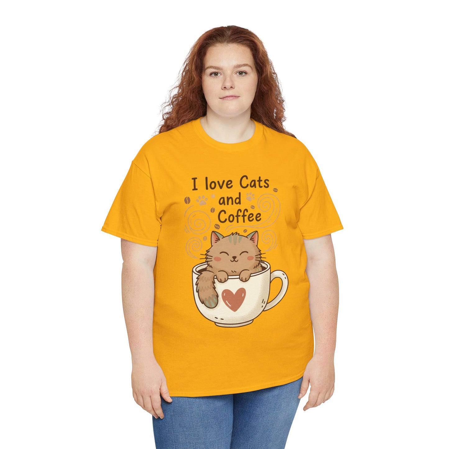 Cat and Coffee T‑Shirt — "I Love Cats and Coffee" Cute Cat in Mug Tee