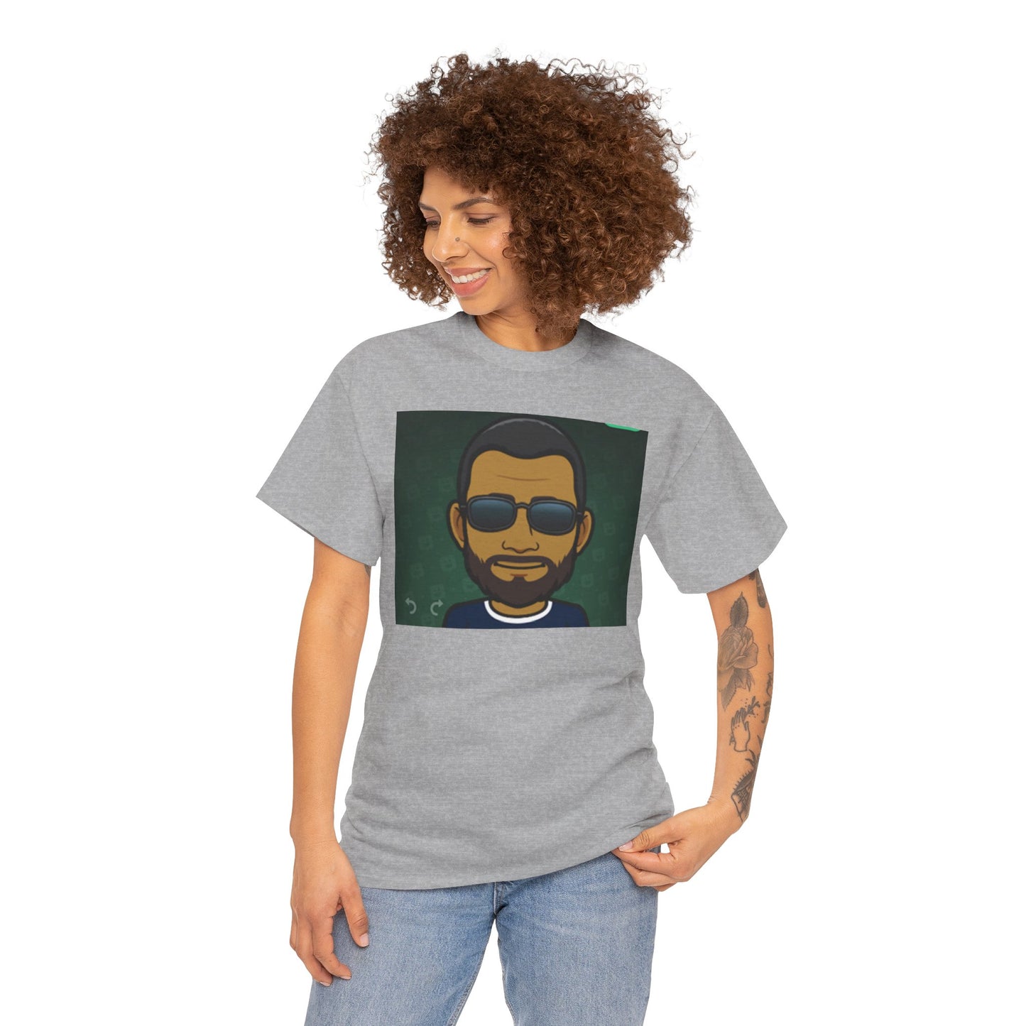 Bitmoji Portrait Tee — Cool Sunglasses Avatar Graphic T-Shirt Printify