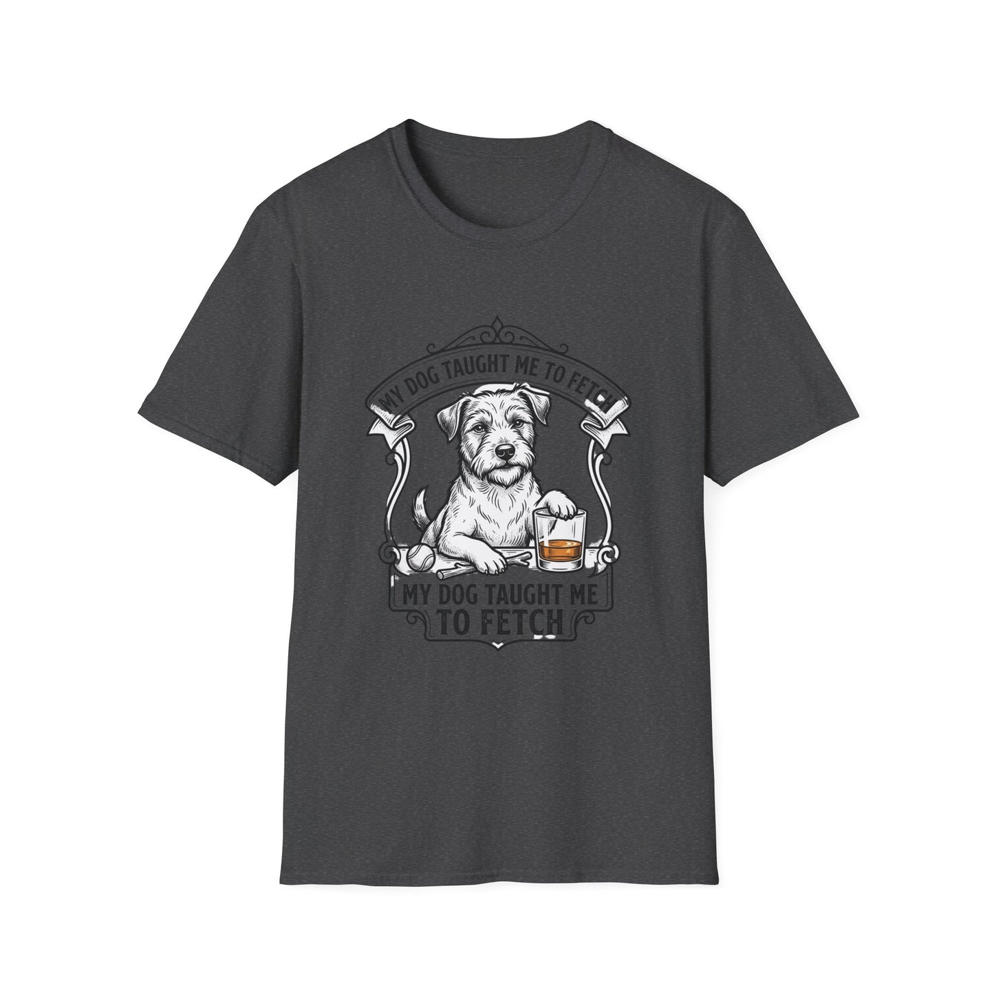 "My Dog Taught Me to Fetch" Vintage Pup Graphic Tee-Dog T-Shirt