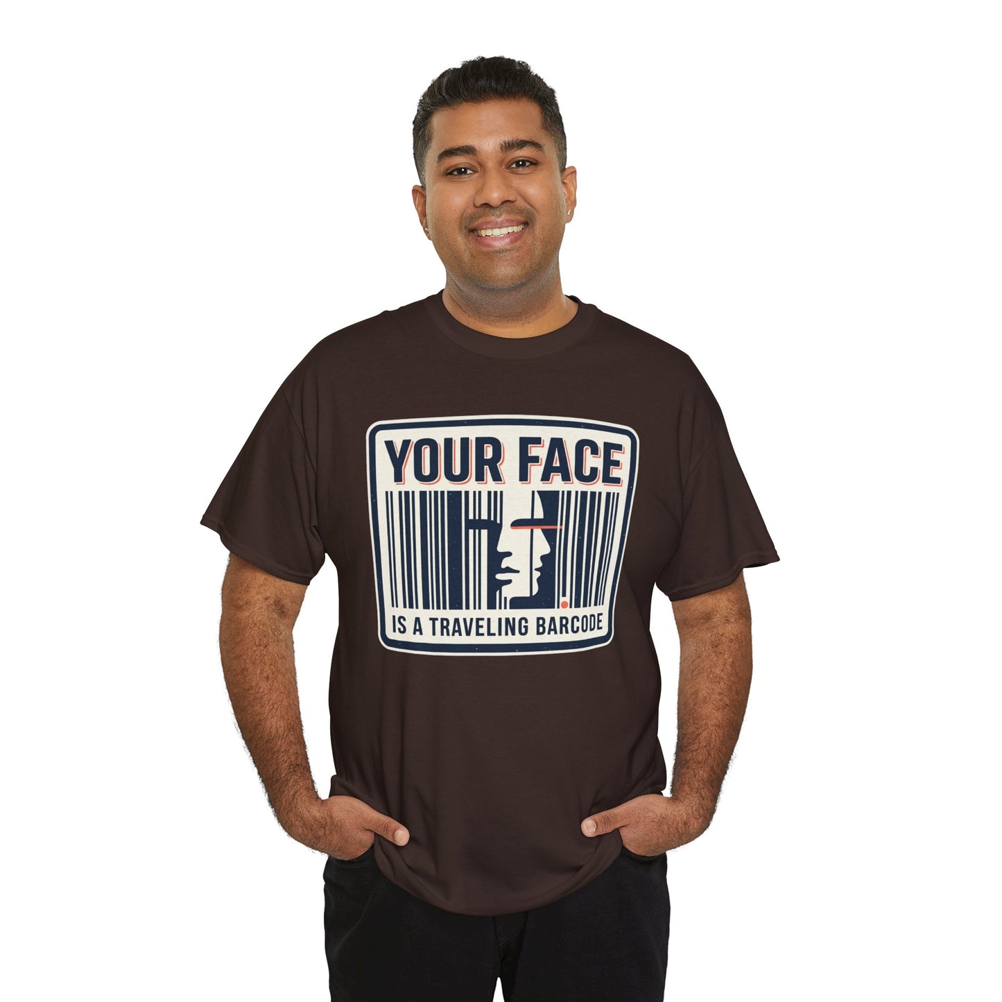 "Your Face Is a Traveling Barcode" Graphic Tee