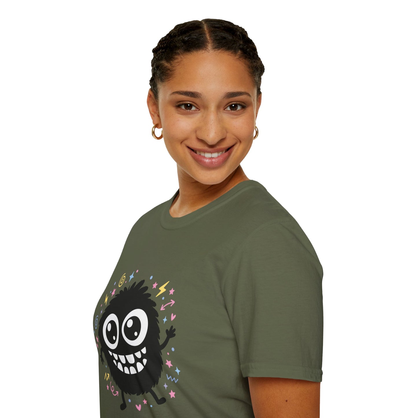 Cute Fuzzy Monster T-Shirt — Playful Cartoon Graphic Tee for Kids & Adults