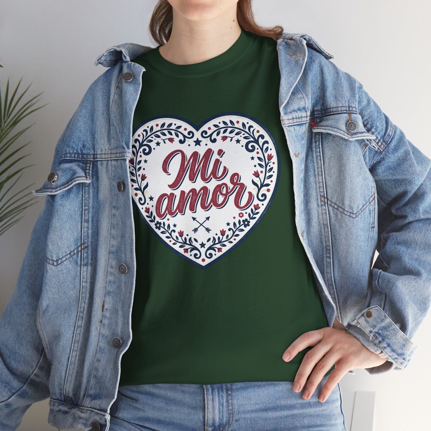 Mi Amor Heart T-Shirt — Romantic Floral Graphic Tee for Valentine’s Day