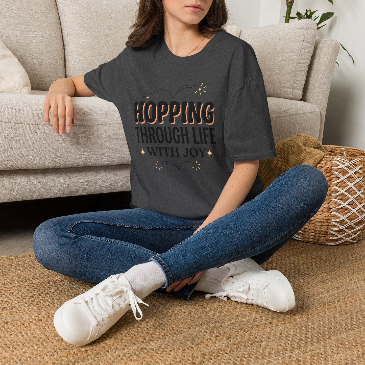 Hopping Through Life Tee — "Hopping Through Life with Joy" Inspirational Graphic T-Shirt