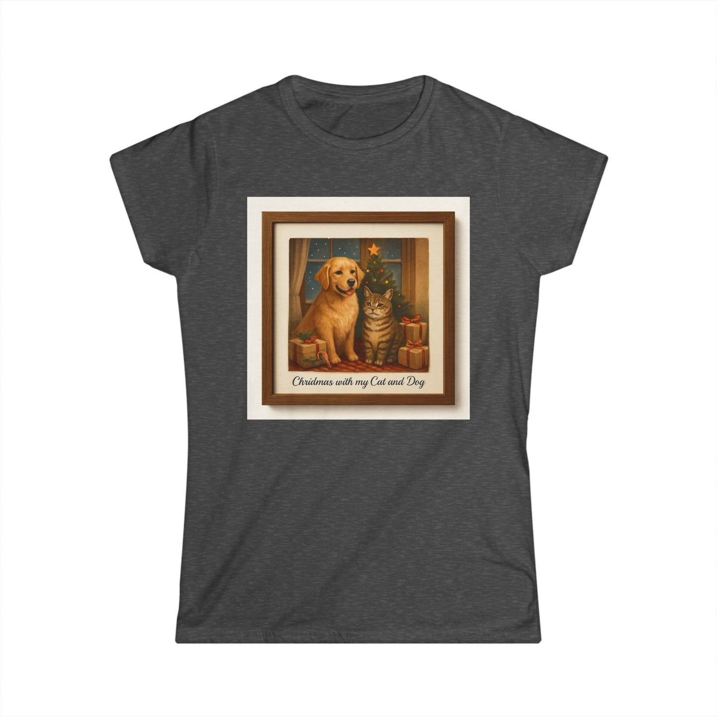 Christmas With My Cat and Dog Tee — Women's Holiday Dog & Cat T-Shirt