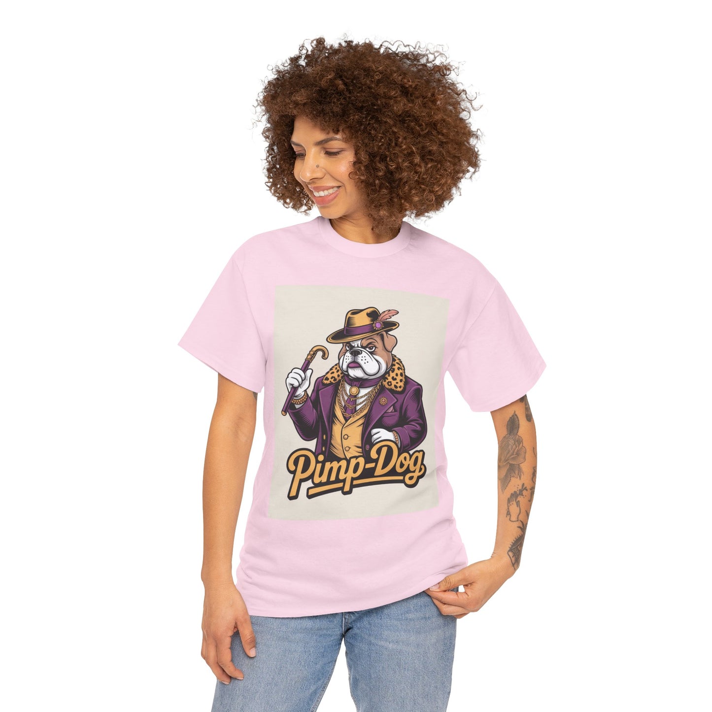 Pimp-Dog Graphic Tee — Retro Bulldog Character Shirt Printify