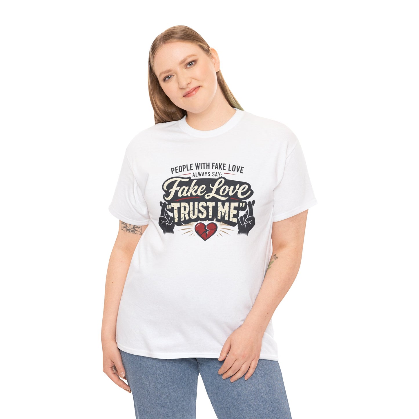 Fake Love Trust Me T-Shirt – Vintage Tattoo Heart Graphic Tee