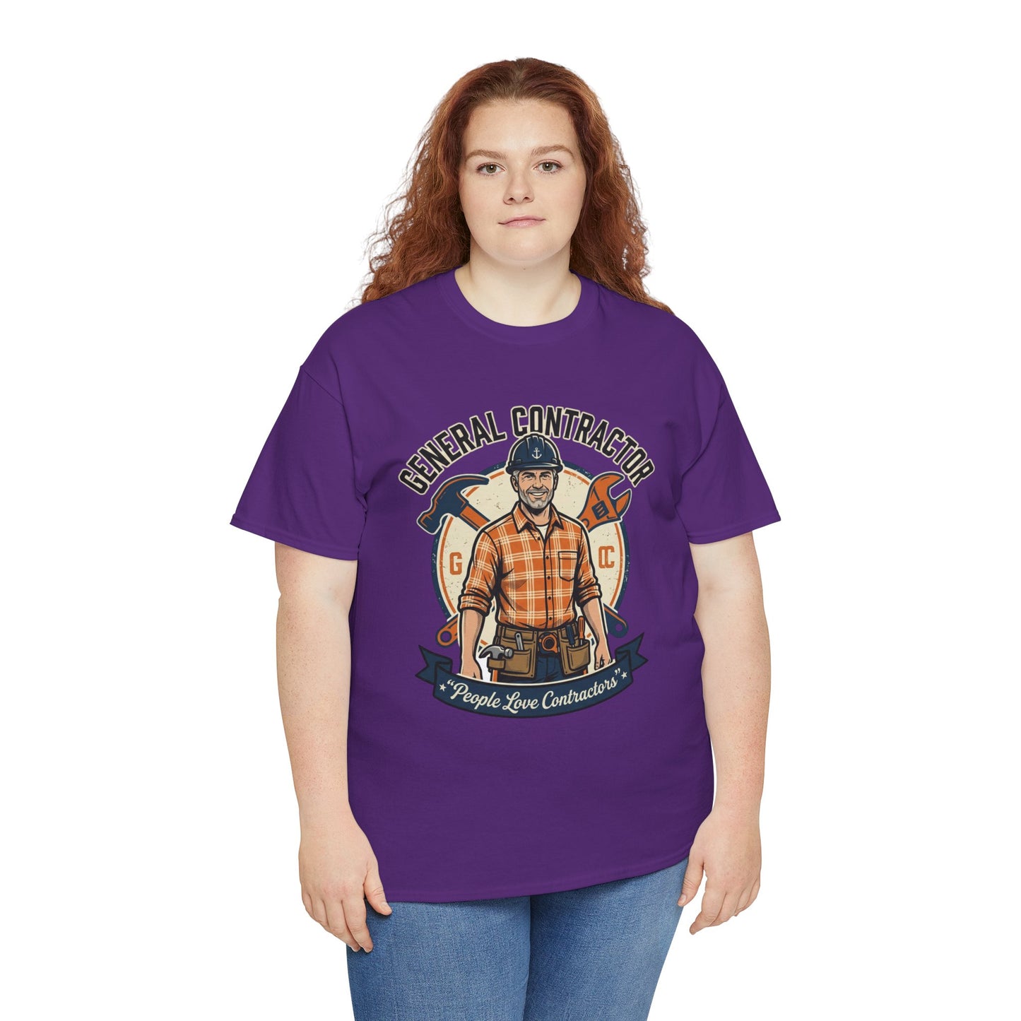 General Contractor T-Shirt — Vintage Construction Worker Logo Tee Printify