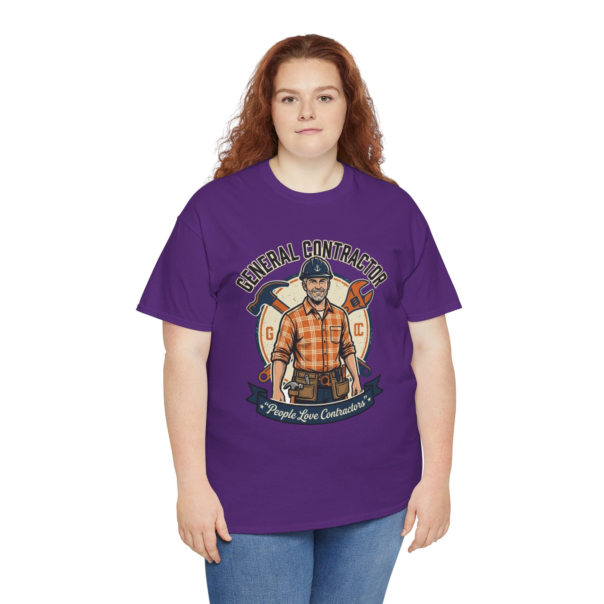 General Contractor T-Shirt — Vintage Construction Worker Logo Tee Printify