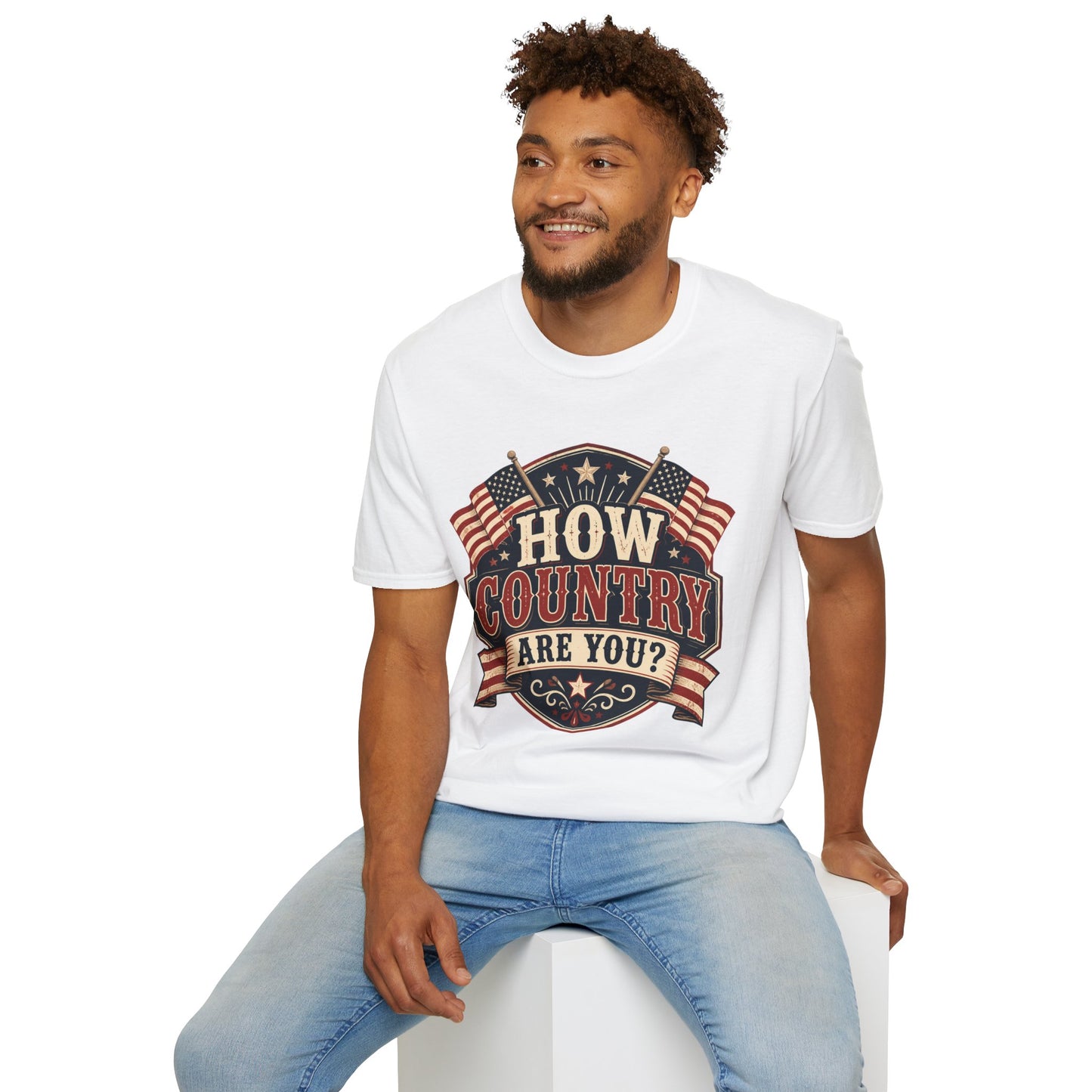 How Country Are You? T-Shirt — Vintage American Flag Country Graphic Tee