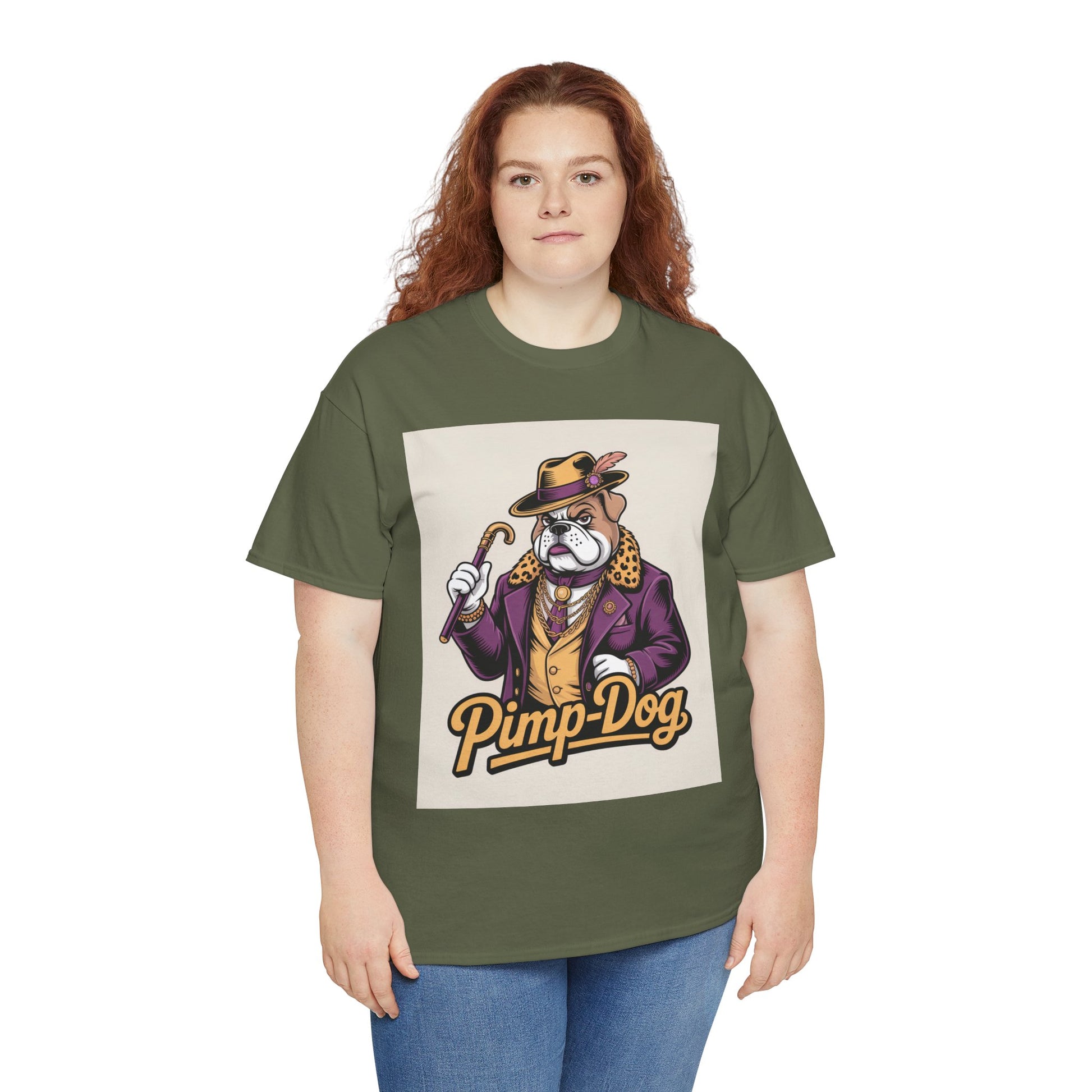 Pimp-Dog Graphic Tee — Retro Bulldog Character Shirt Printify