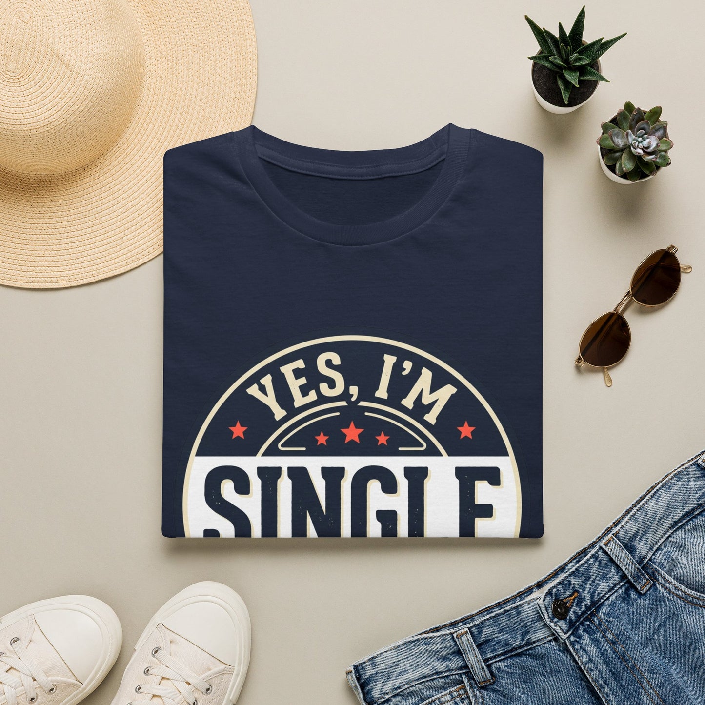 "Yes, I’m Single" Graphic Tee - Single Badge T-Shirt