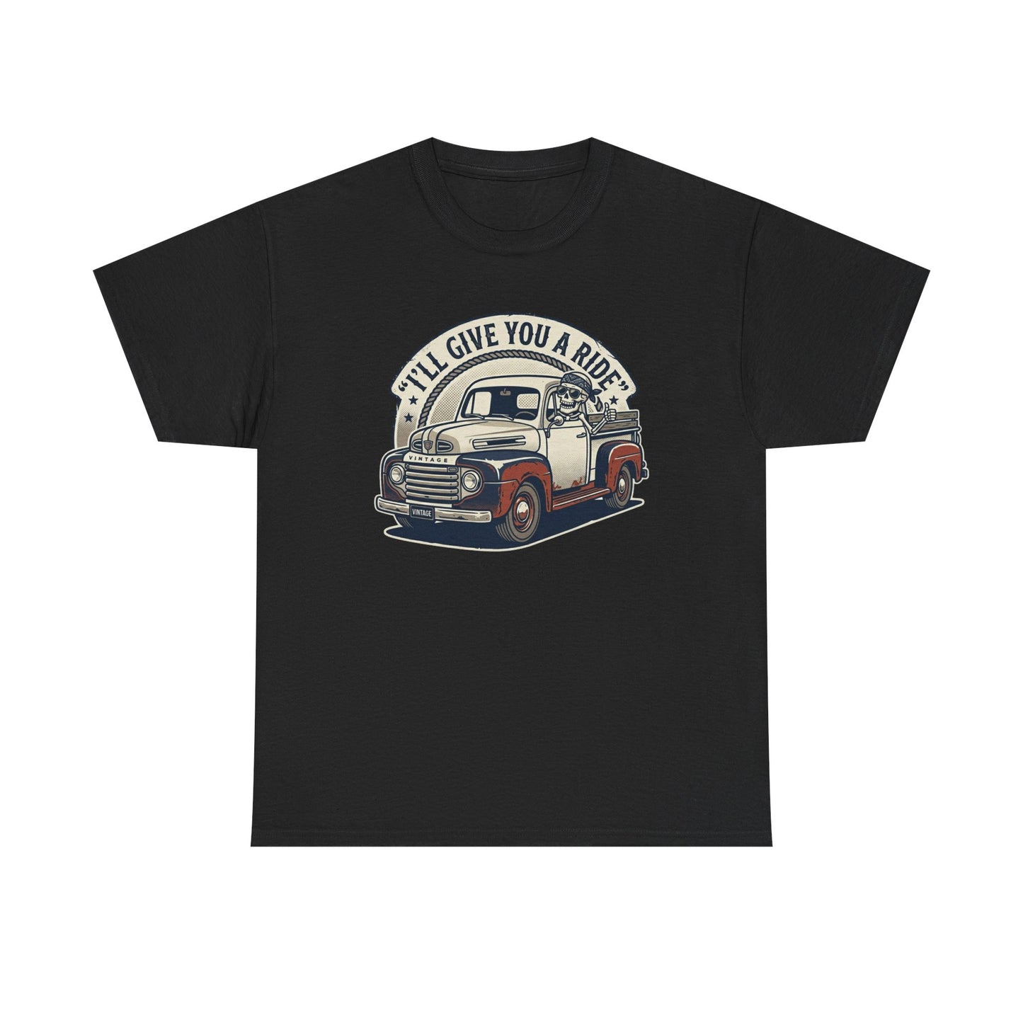 Vintage Pickup Truck T-Shirt — “I’ll Give You a Ride” Classic Retro Tee Printify