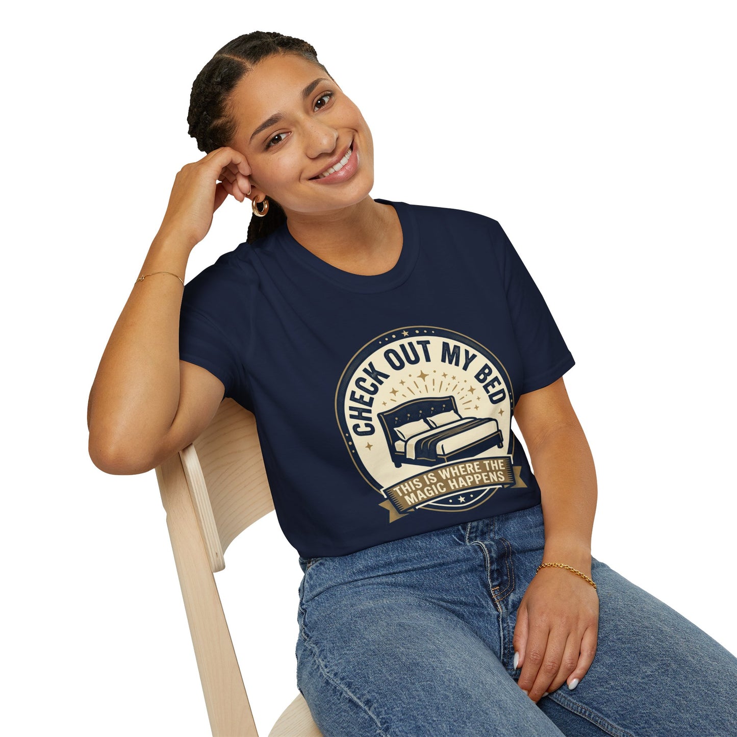 Check Out My Bed T-Shirt – “This Is Where The Magic Happens” Vintage Graphic Tee
