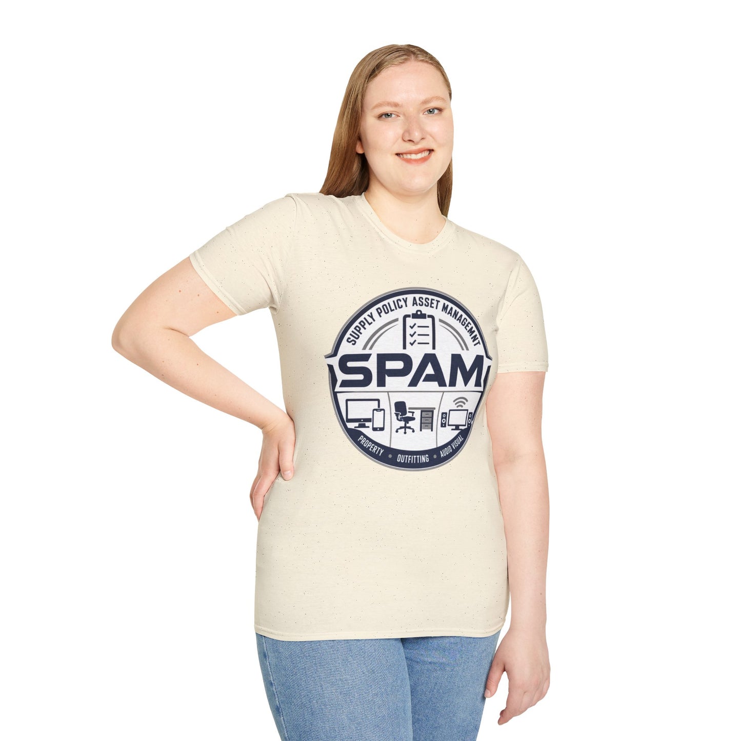 SPAM Supply Policy Asset Management T-Shirt — Logistics/ IT / Admin Graphic Tee