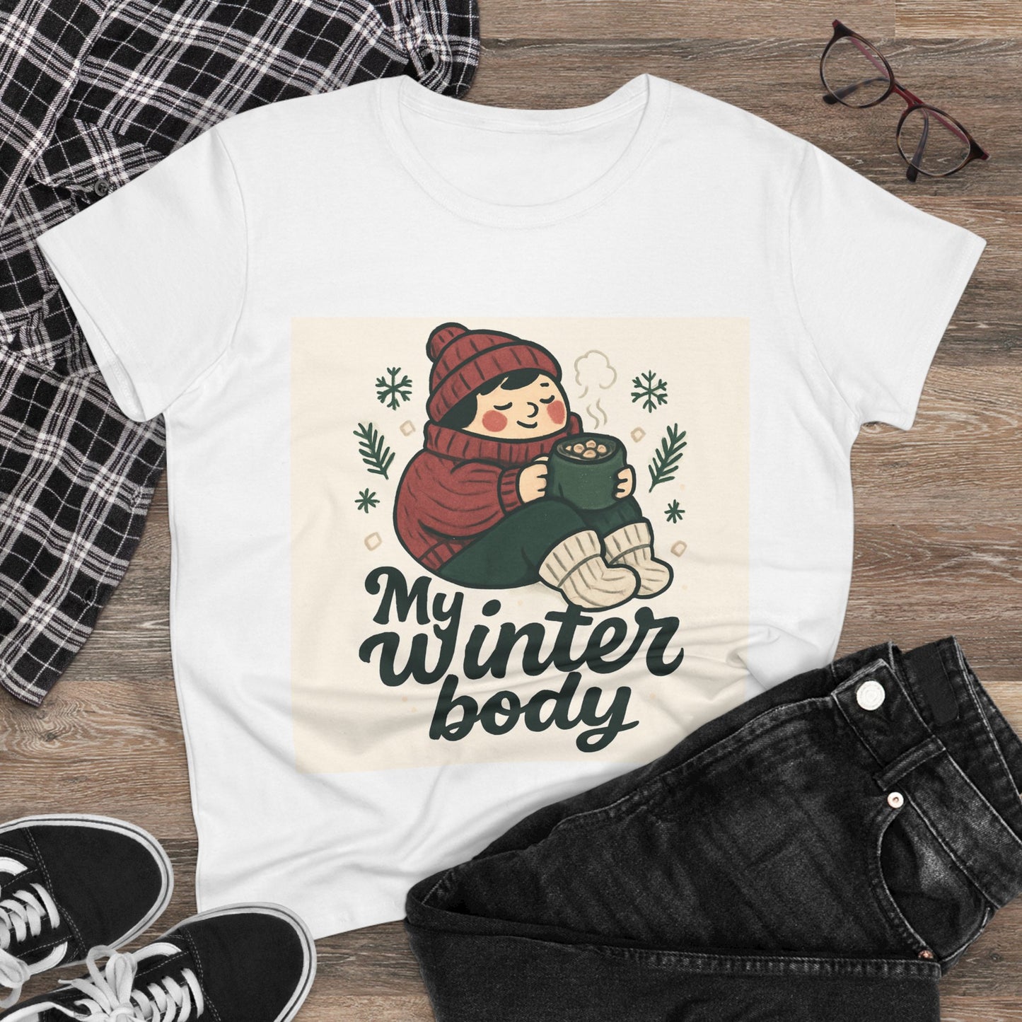 My Winter Body Women's Tee — Cozy Hot Cocoa Graphic T-Shirt