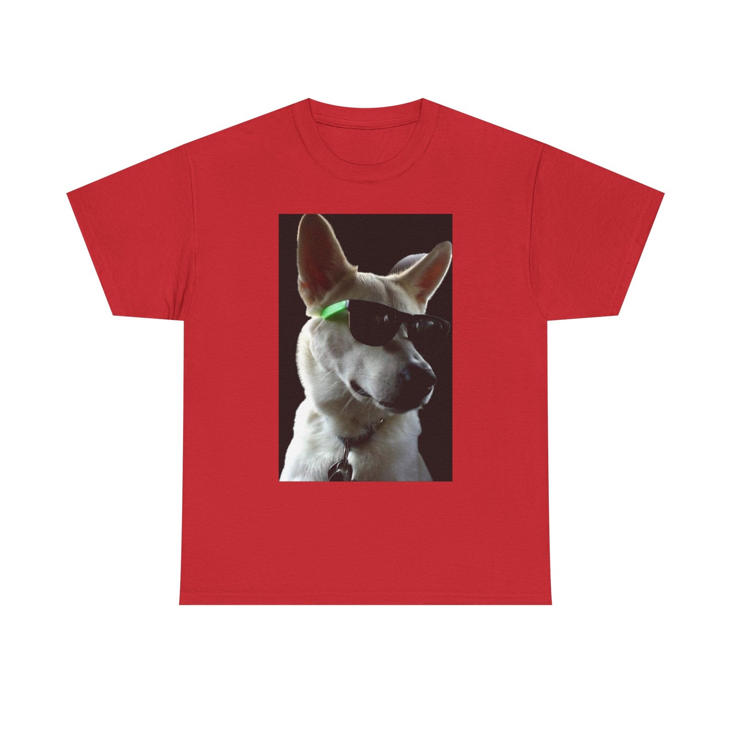 Cyberpunk Dog Photo Tee — Futuristic Bull Terrier Graphic T-Shirt Printify