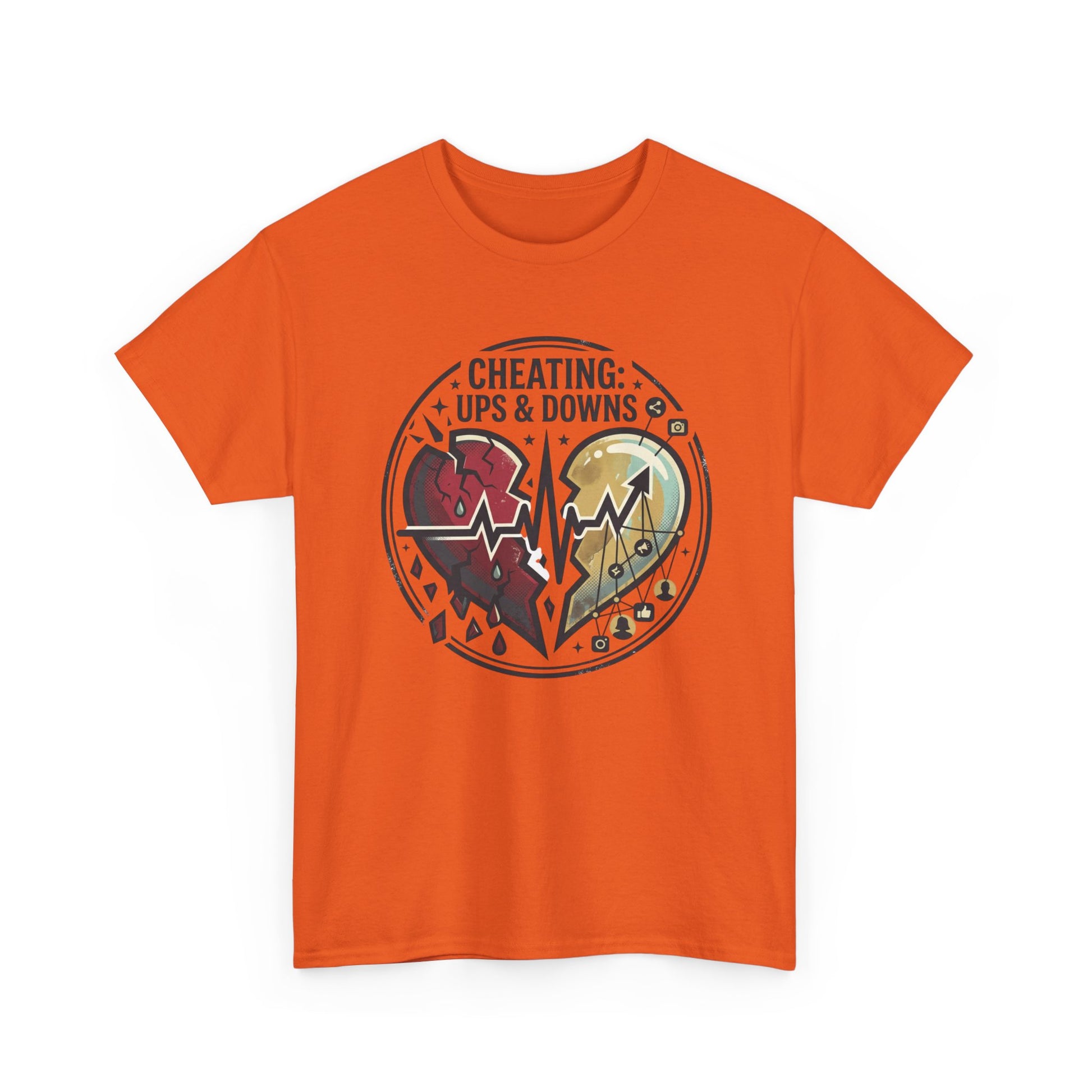 Cheating: Ups & Downs Broken Heart Graphic Tee Printify