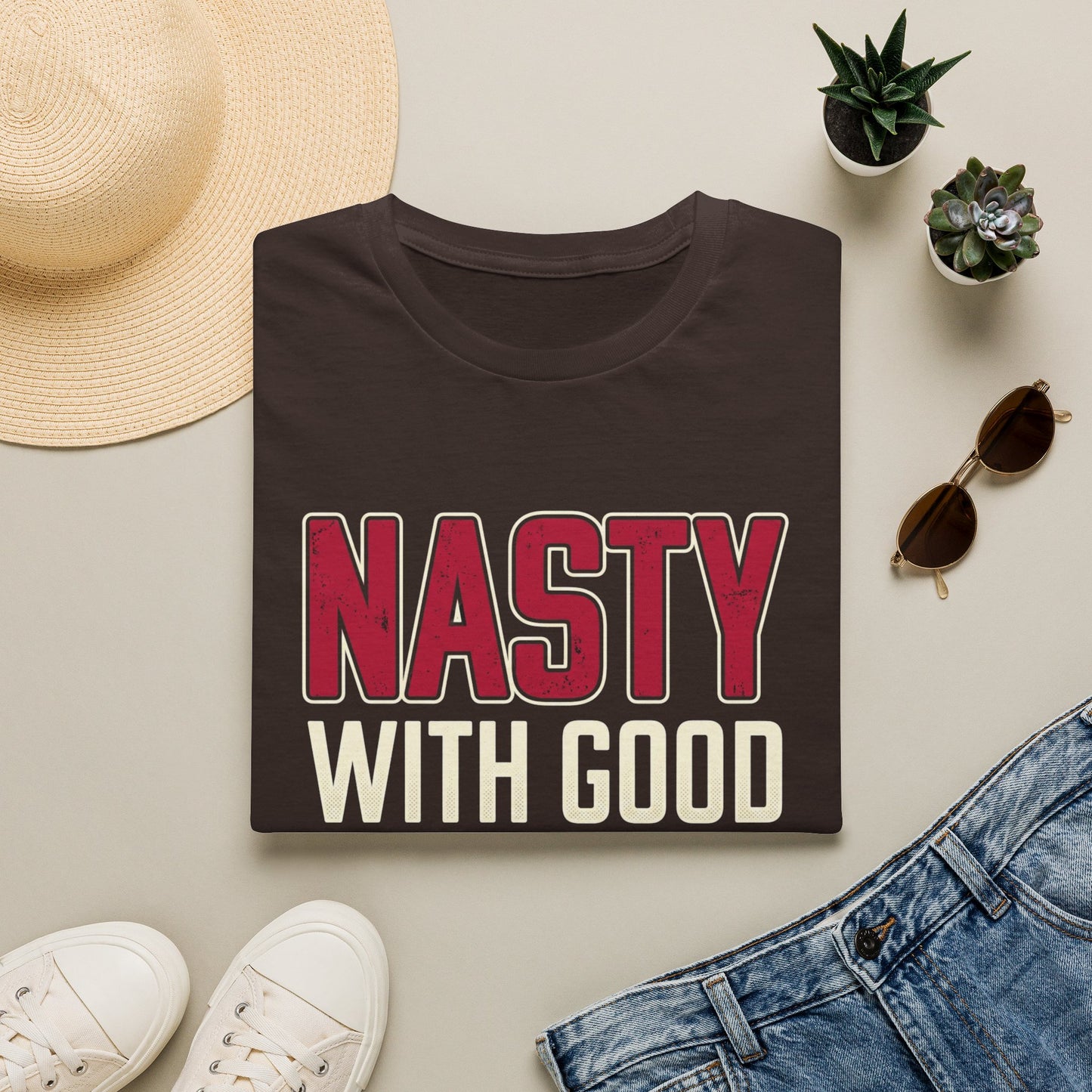 "NASTY With Good Hands" Bold Lettering Graphic Tee