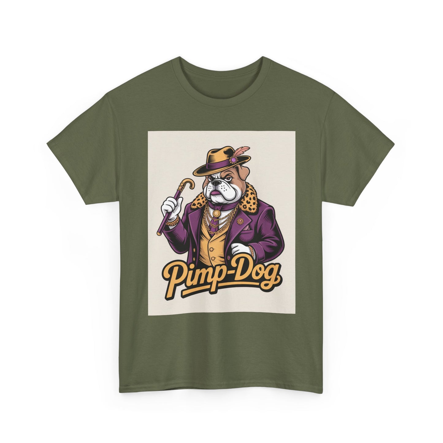 Pimp-Dog Graphic Tee — Retro Bulldog Character Shirt Printify