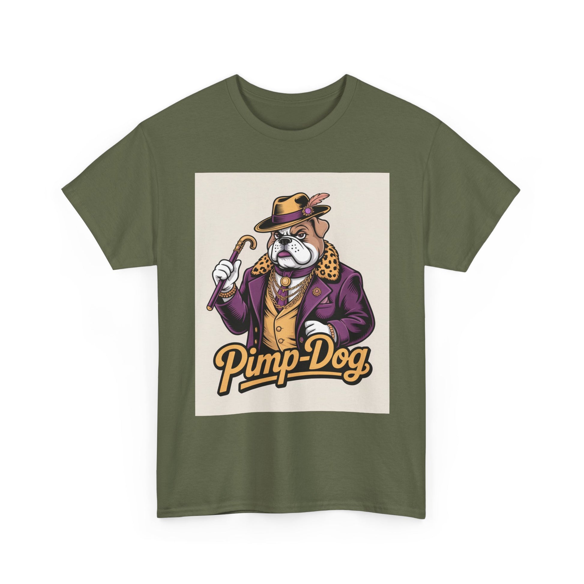 Pimp-Dog Graphic Tee — Retro Bulldog Character Shirt Printify