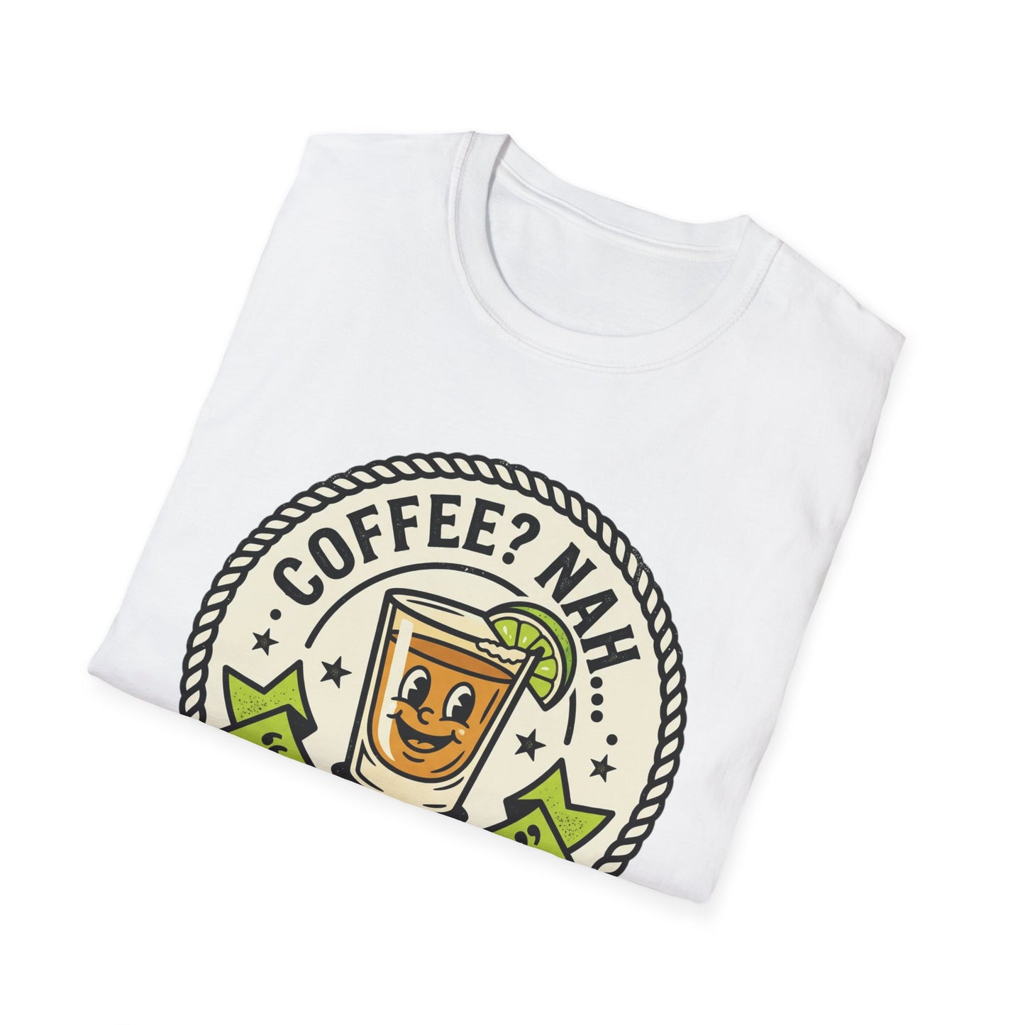 Coffee? Nah, Tequila! T-Shirt – Funny Shot Glass Graphic Tee for Party Lovers
