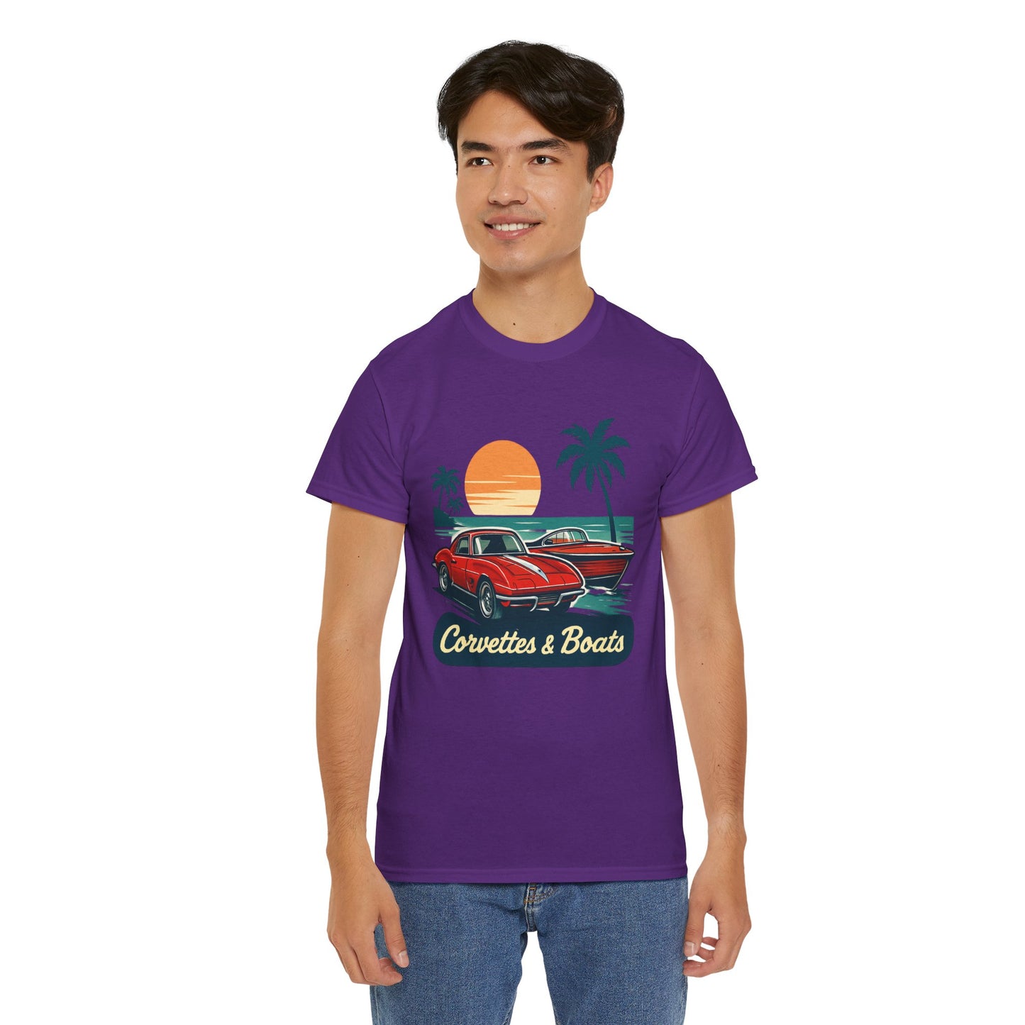 Corvettes & Boats Retro Sunset T‑Shirt