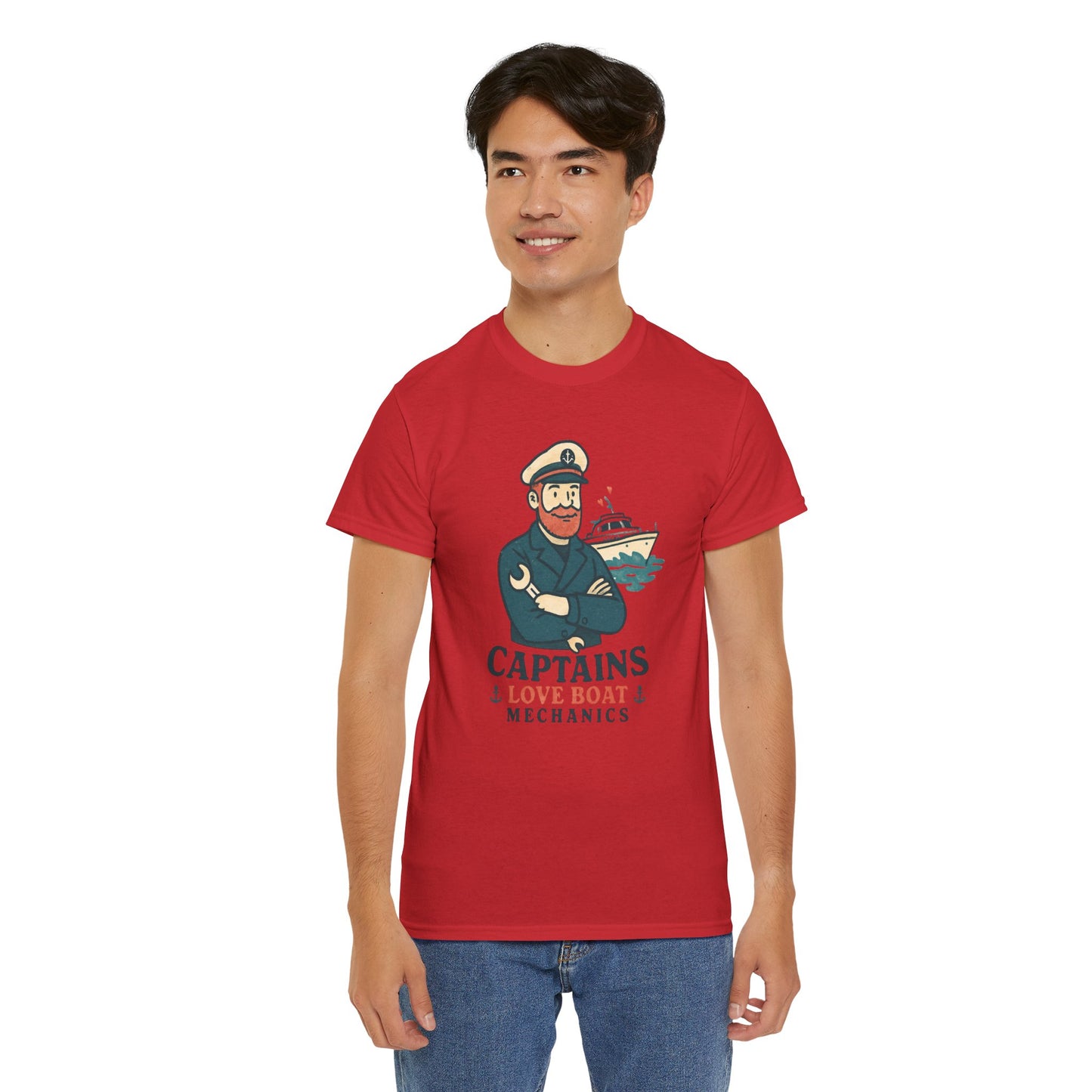 Captain Mechanics T‑Shirt — "Captains Love Boat Mechanics" Nautical Crew Tee