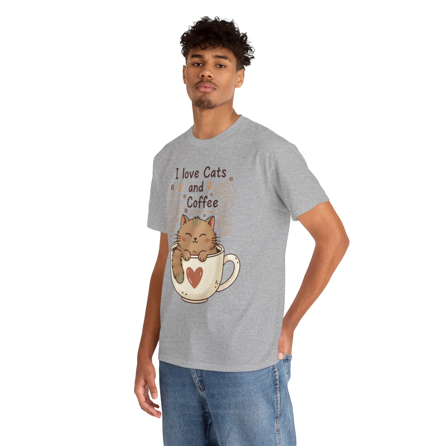 Cat and Coffee T‑Shirt — "I Love Cats and Coffee" Cute Cat in Mug Tee