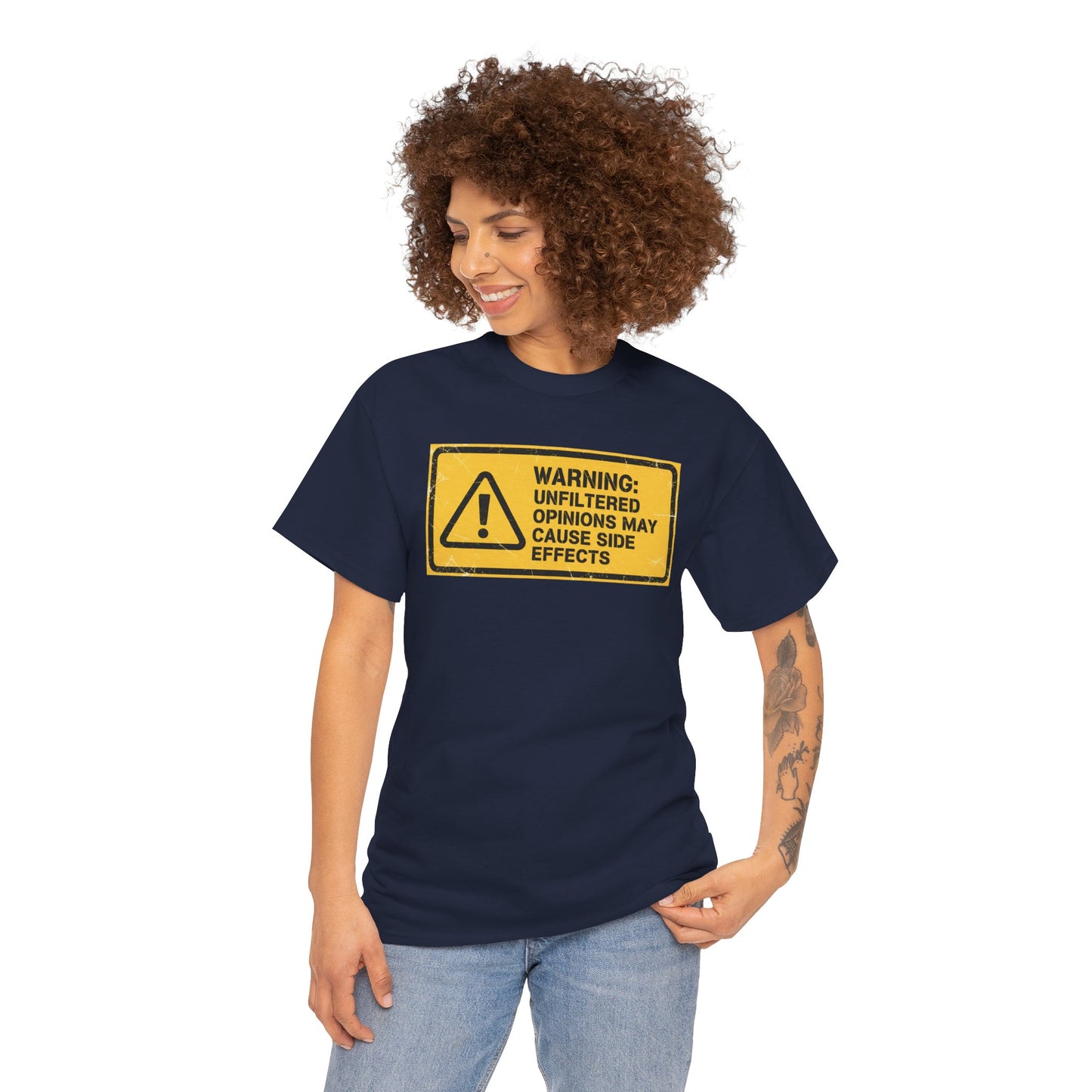 T-Shirt — "Warning: Unfiltered Opinions May Cause Side Effects" Graphic Tee