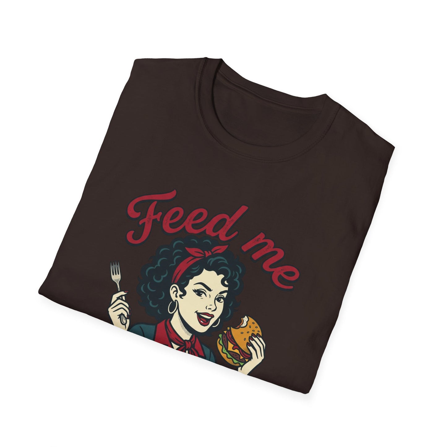 Feed Me Eat Me T-Shirt — Retro Pinup Burger Graphic Tee Printify