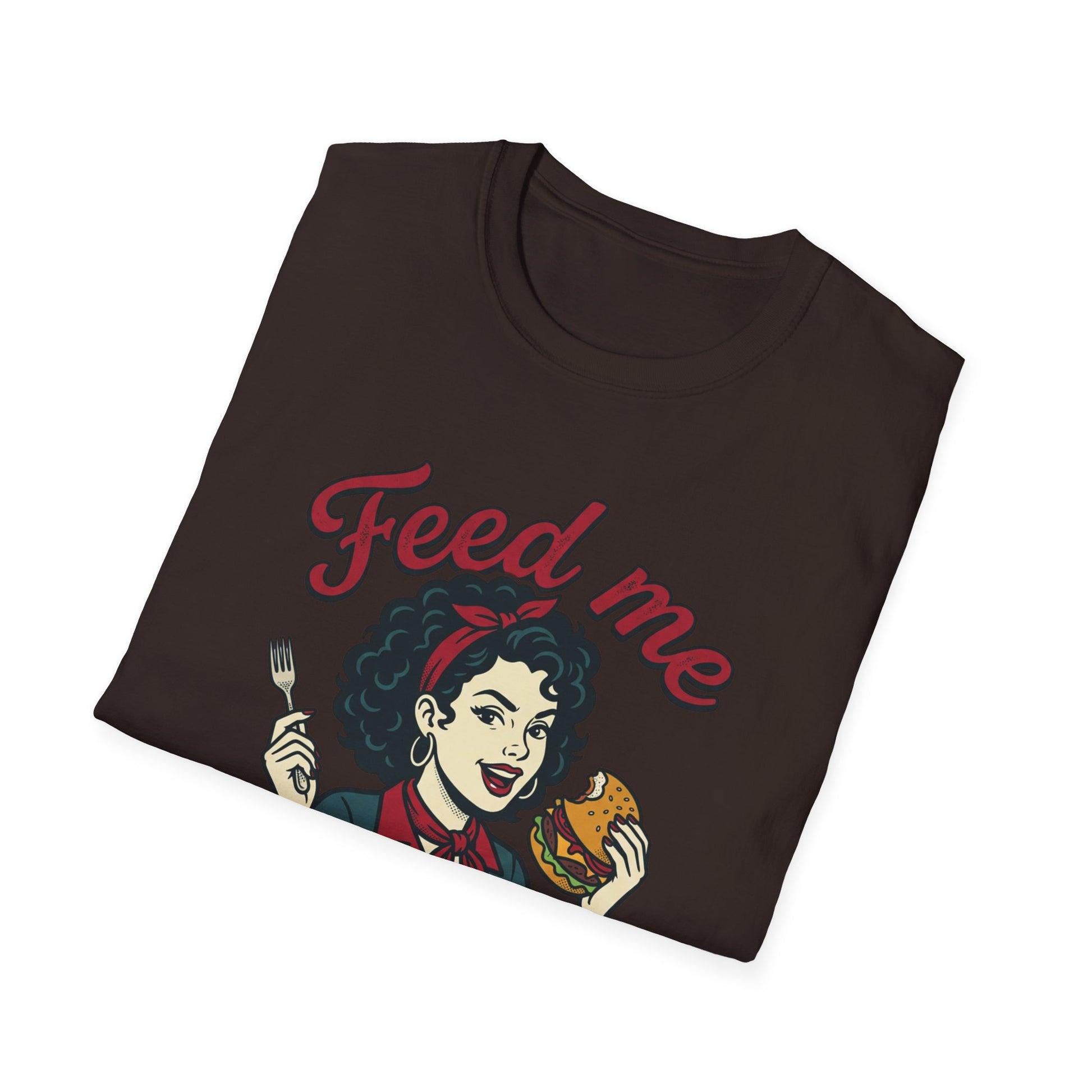 Feed Me Eat Me T-Shirt — Retro Pinup Burger Graphic Tee Printify