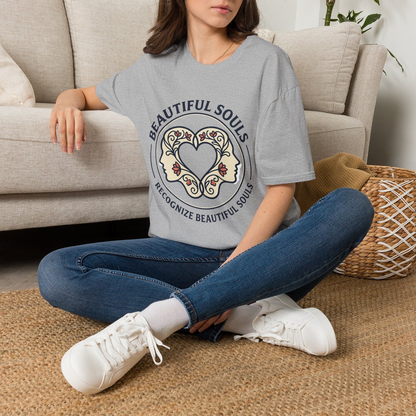 Beautiful Souls Graphic T-Shirt — "Beautiful Souls" Heart Floral Tee
