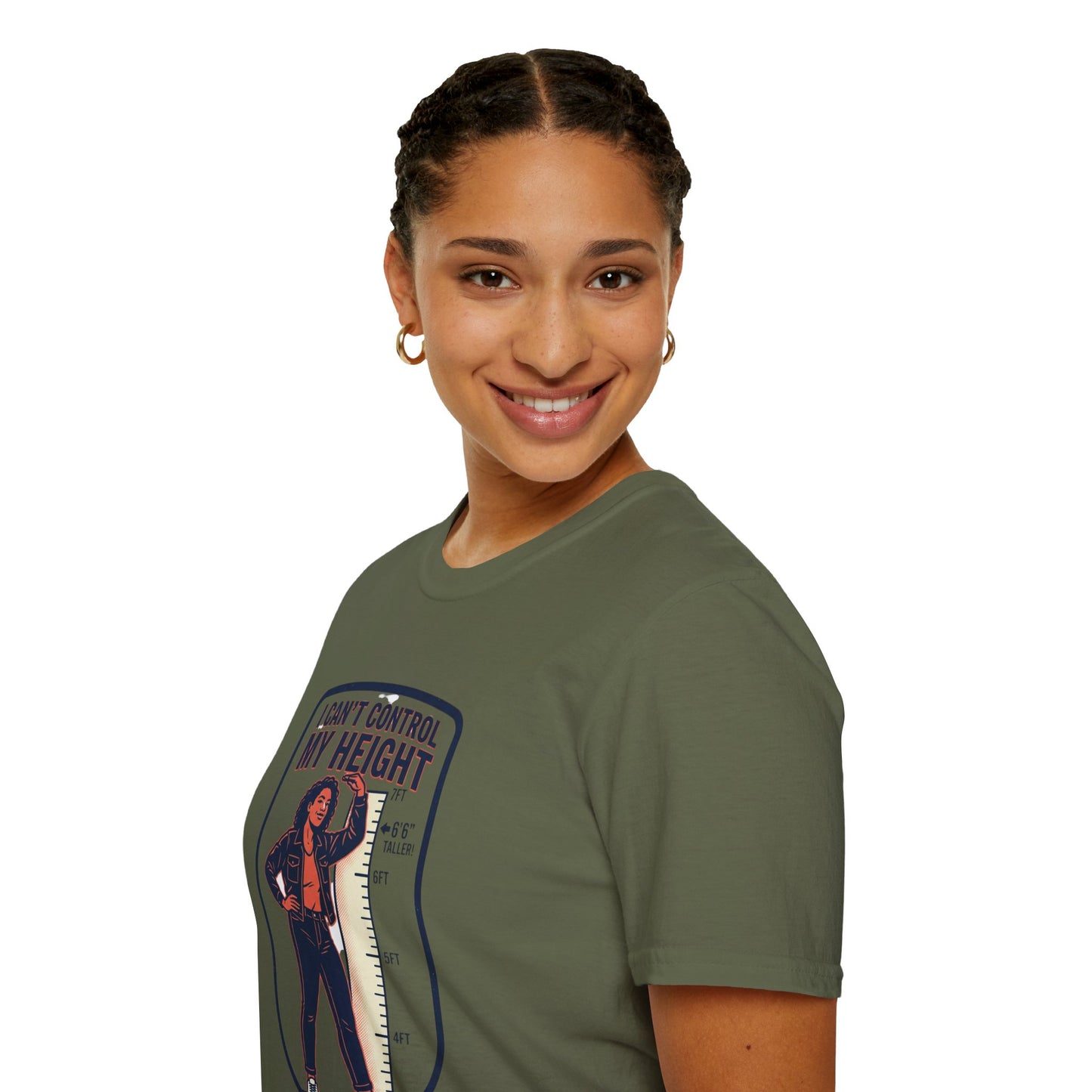 "I Can't Control My Height" Funny Tall Woman Graphic Tee