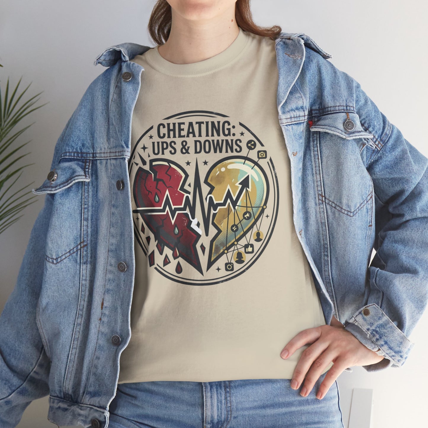 Cheating: Ups & Downs Broken Heart Graphic Tee Printify