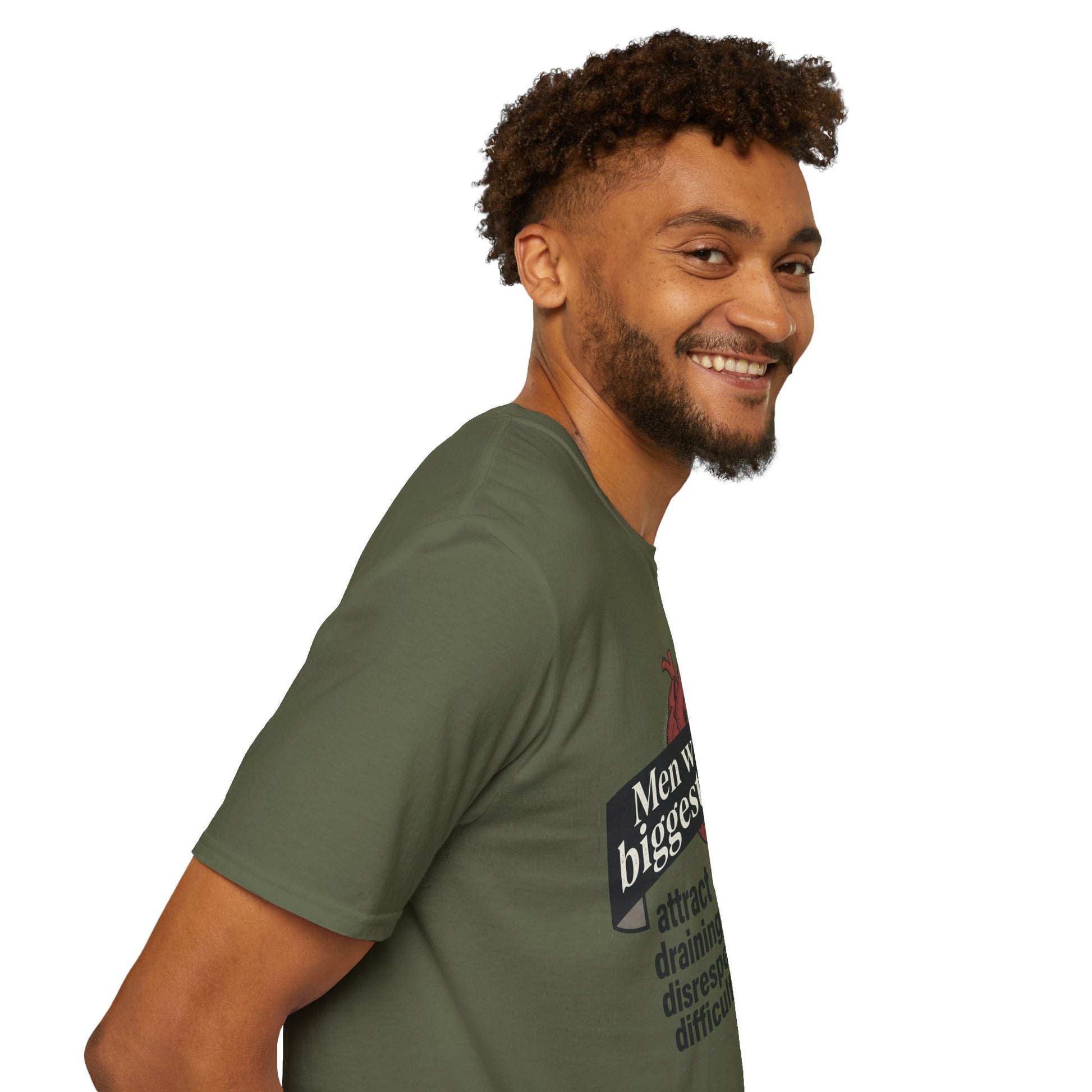 "Men with the Biggest Hearts" Funny Sarcastic Graphic Tee Printify