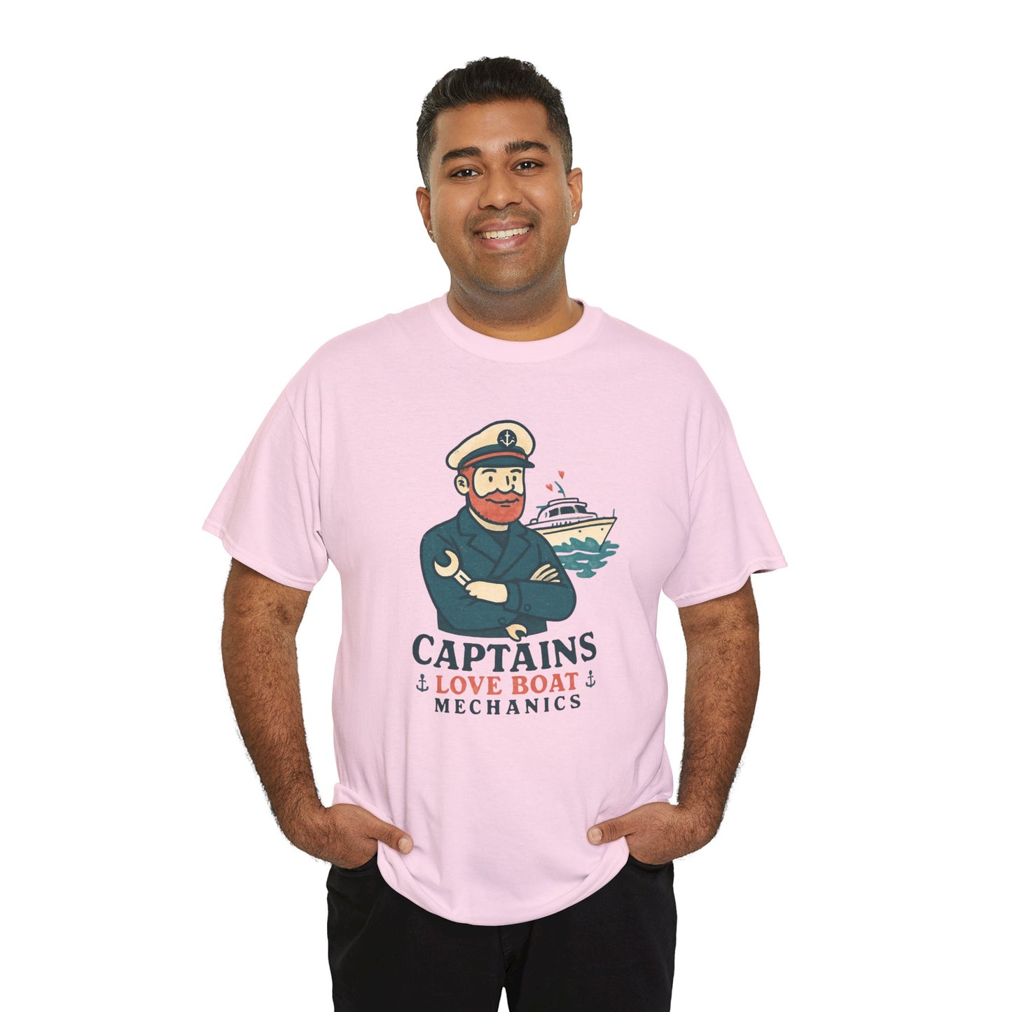 Captain Mechanics T‑Shirt — "Captains Love Boat Mechanics" Nautical Crew Tee