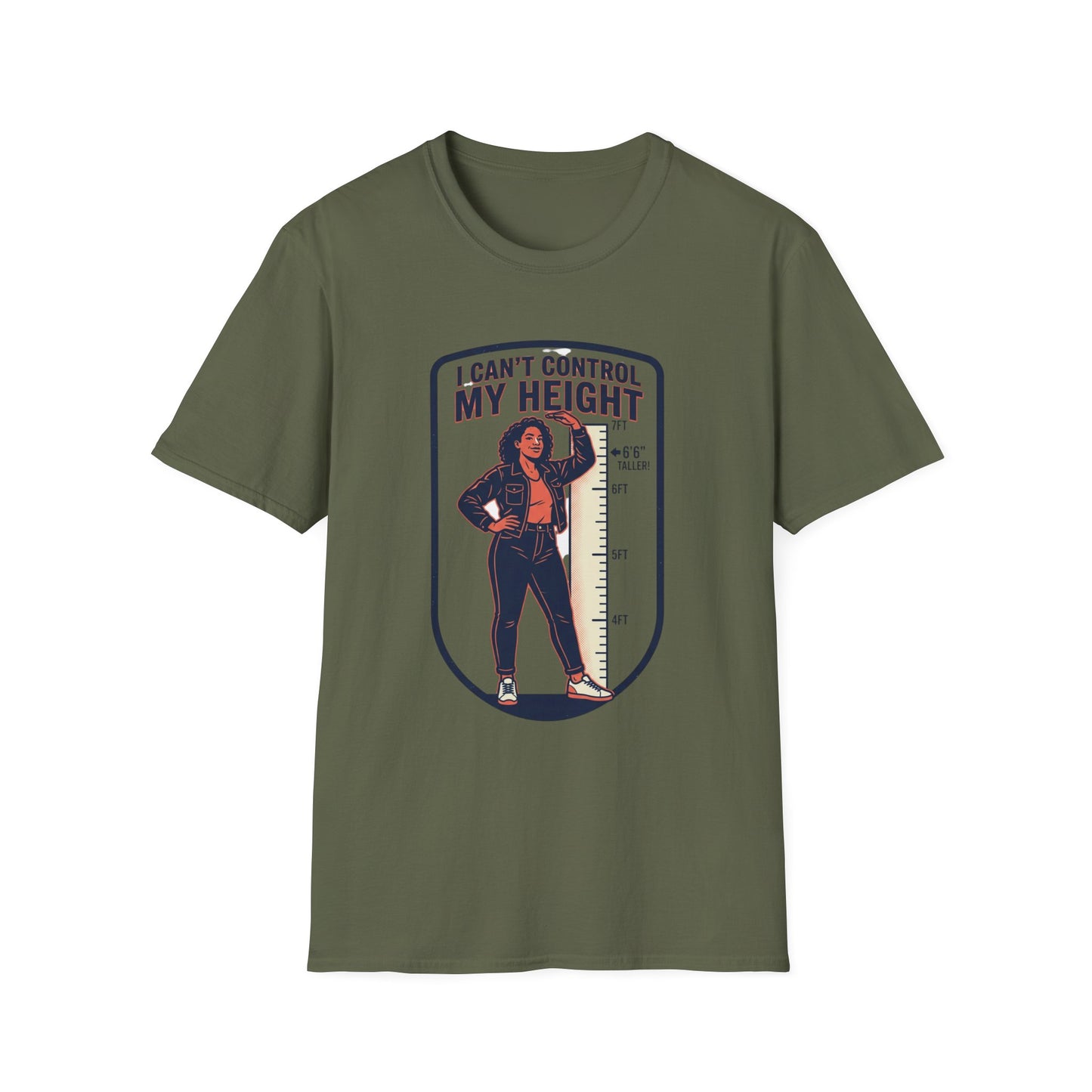 "I Can't Control My Height" Funny Tall Woman Graphic Tee