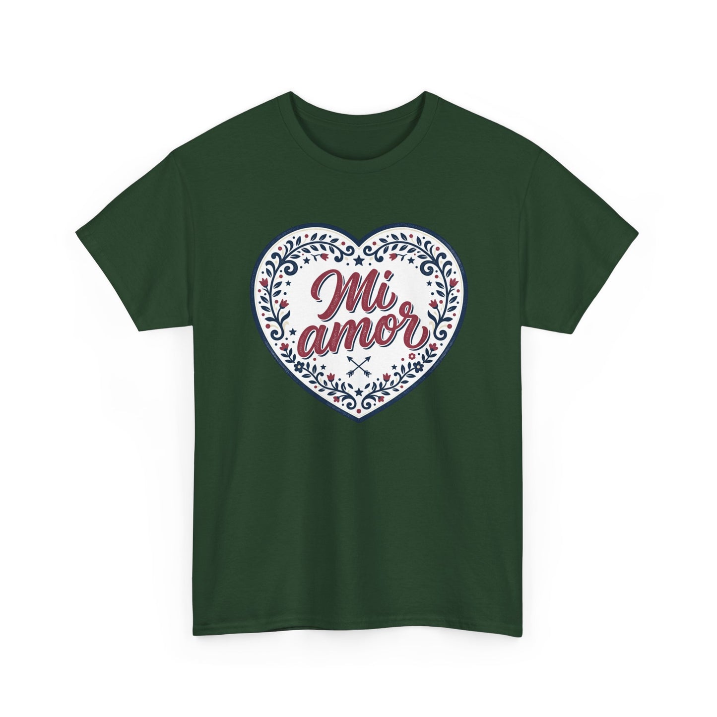 Mi Amor Heart T-Shirt — Romantic Floral Graphic Tee for Valentine’s Day