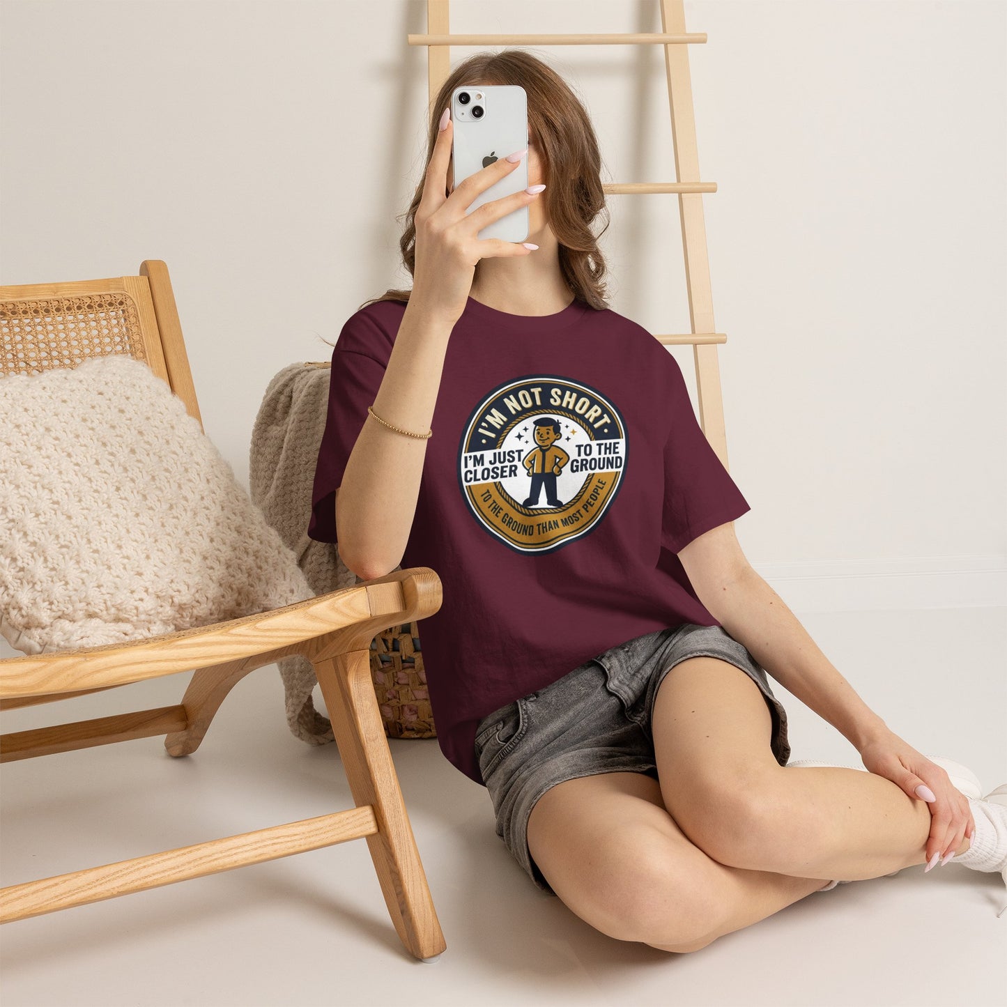 "I'm Not Short, I'm Just Closer to the Ground" Funny Short Height Graphic Tee