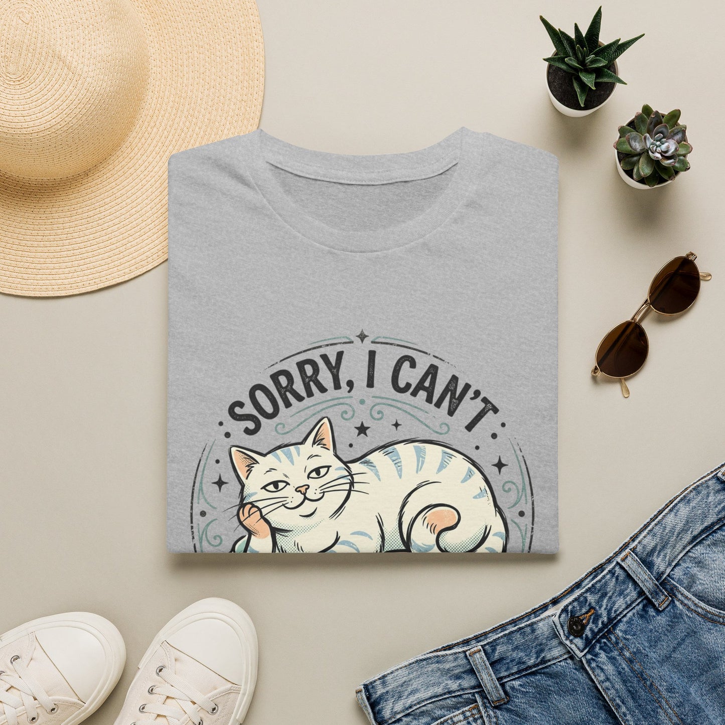 "Sorry, I Can’t — I Already Have Plans With My Cat" Cute Cat Graphic Tee