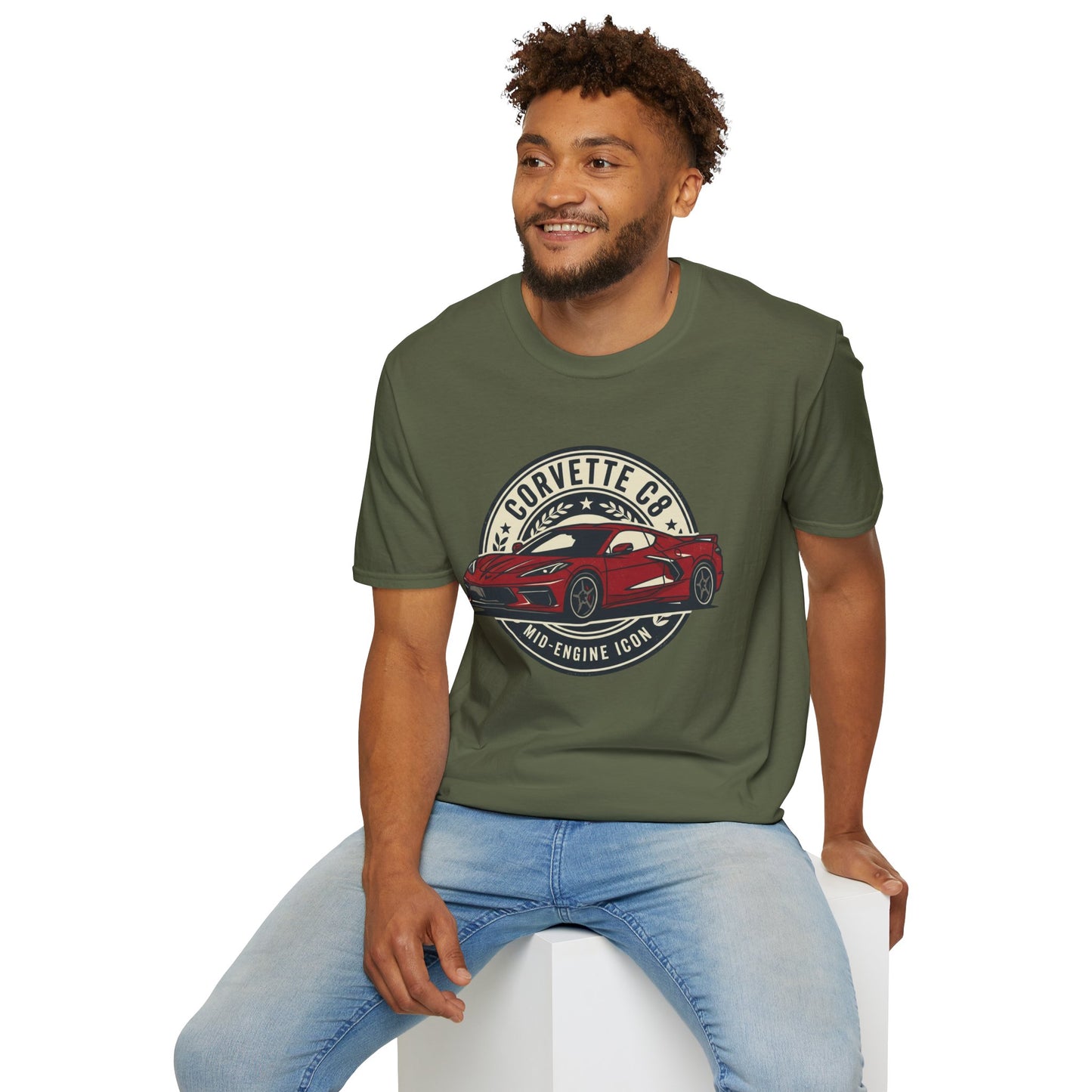 Corvette C8 Tee — Red Mid‑Engine Icon Car Shirt