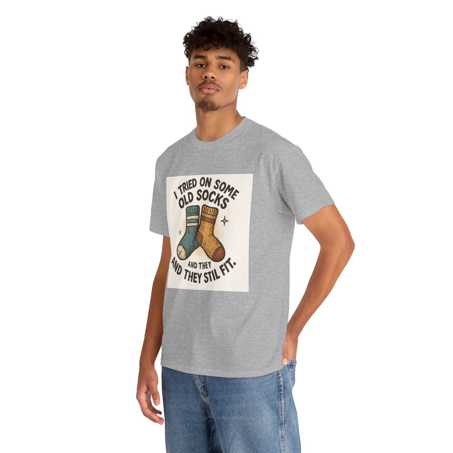 Funny Socks T-Shirt – “I Tried On Some Old Socks and They Still Fit” Graphic Tee Printify