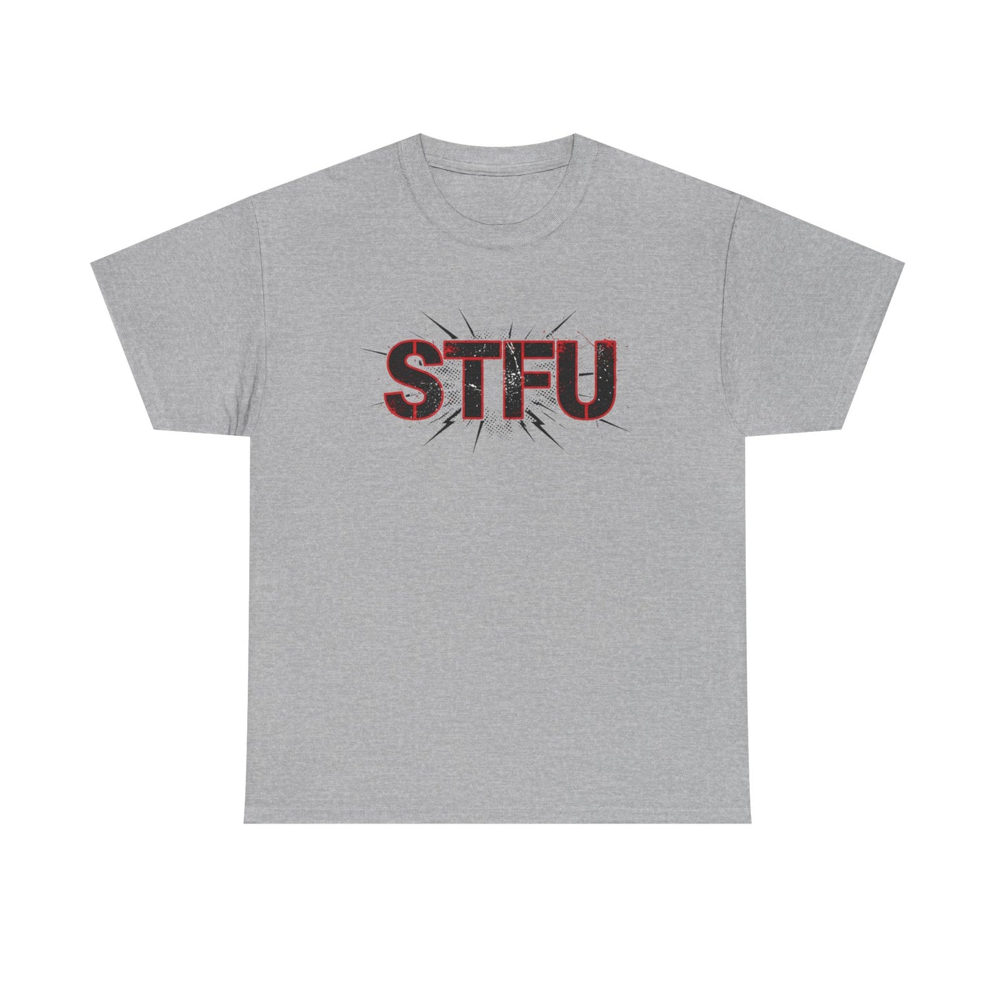STFU Graphic Tee — Bold Distressed Text Shirt for Statement Style Printify