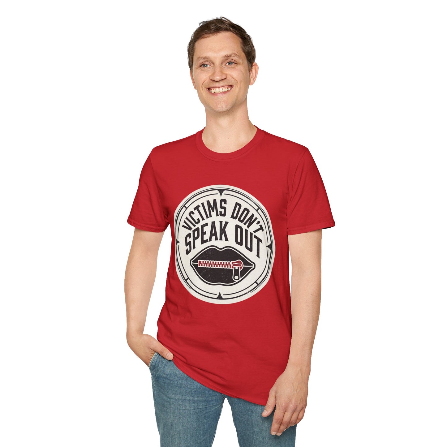 T-Shirt — "Victims Don't Speak Out" Graphic Tee (Awareness Statement)