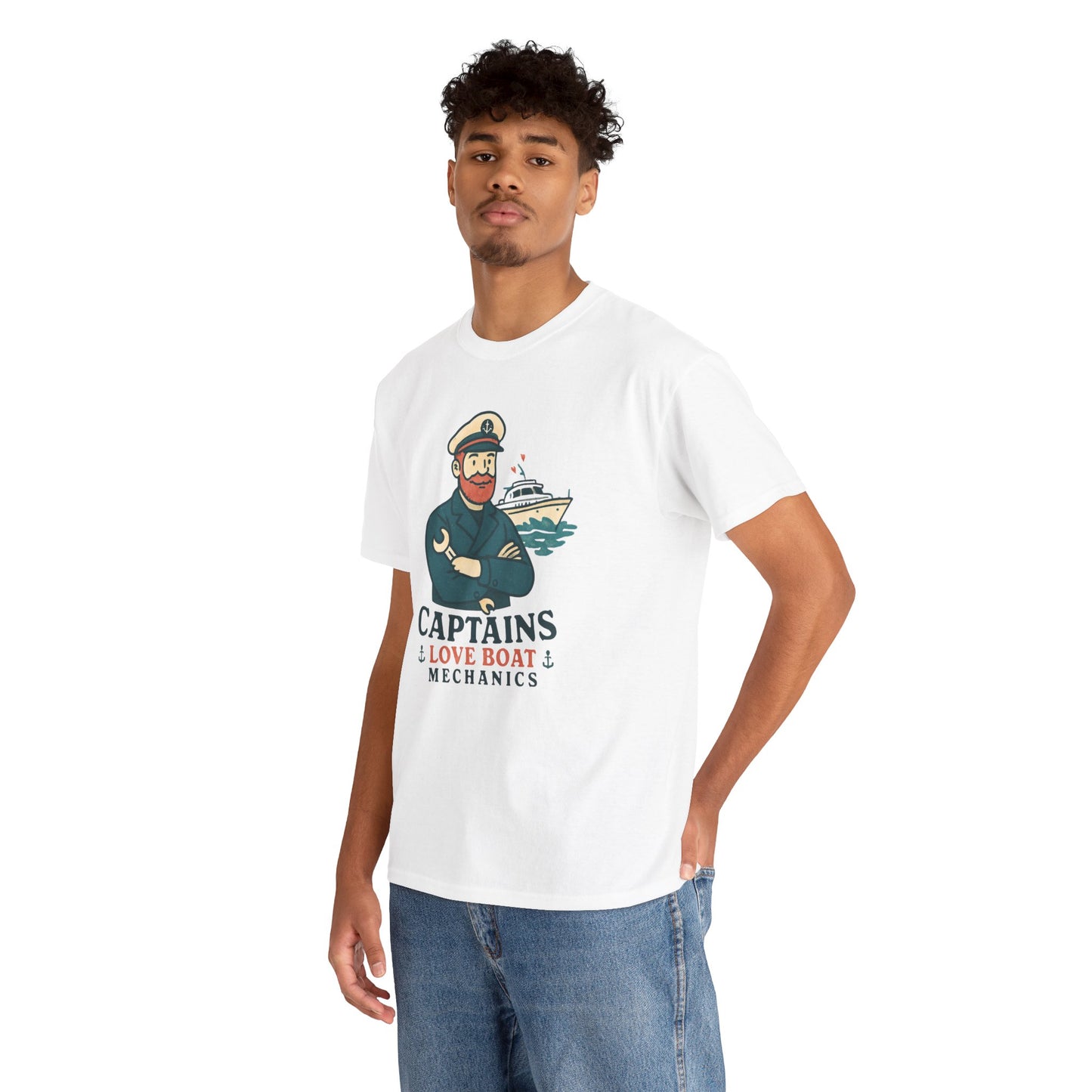 Captain Mechanics T‑Shirt — "Captains Love Boat Mechanics" Nautical Crew Tee