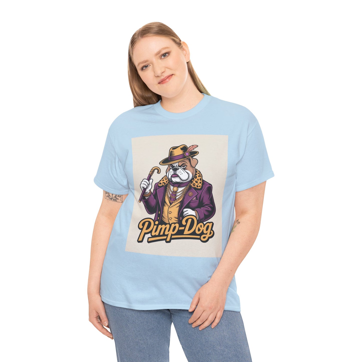 Pimp-Dog Graphic Tee — Retro Bulldog Character Shirt Printify